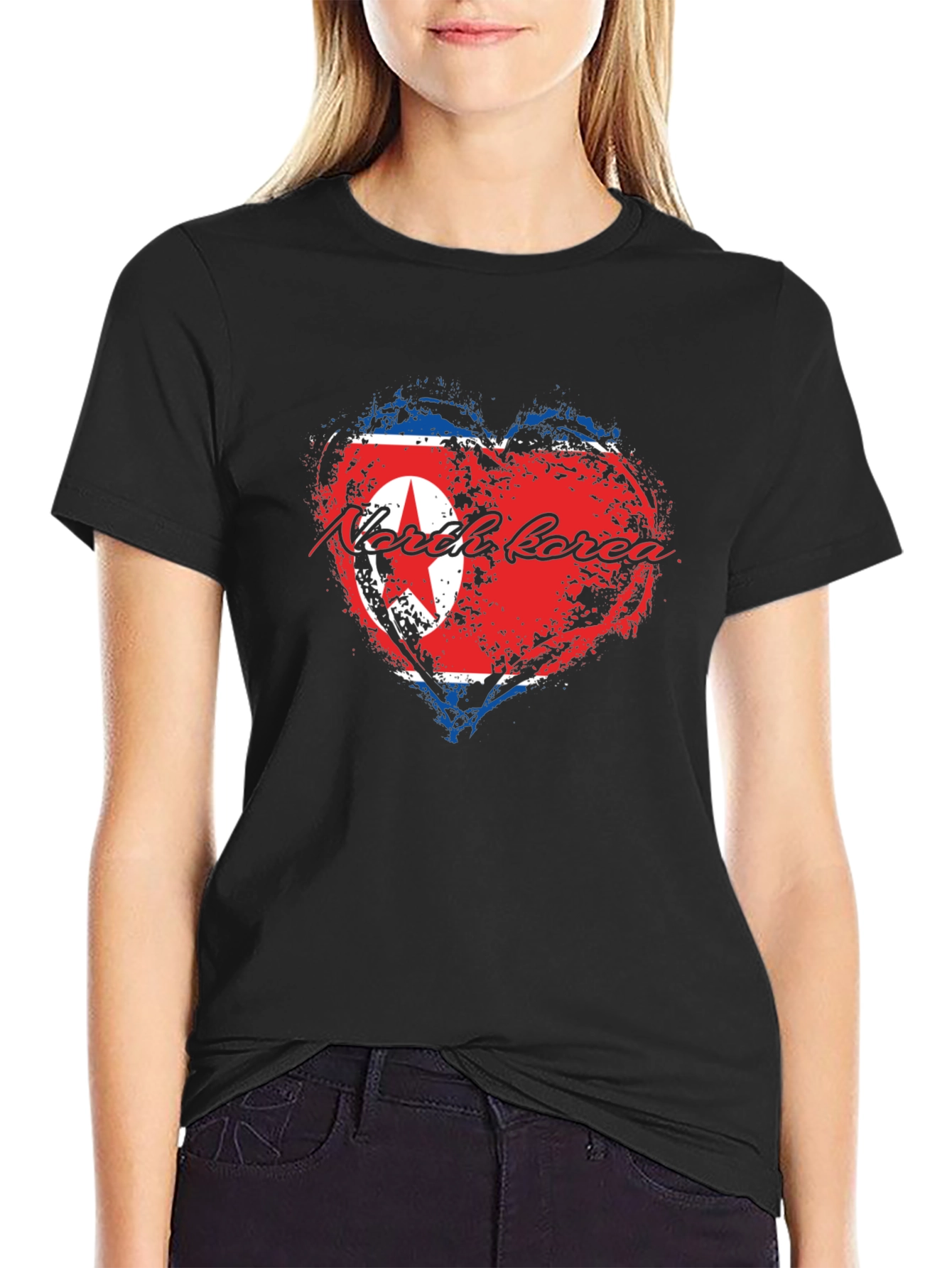 North Korea Flag Heart T-Shirt