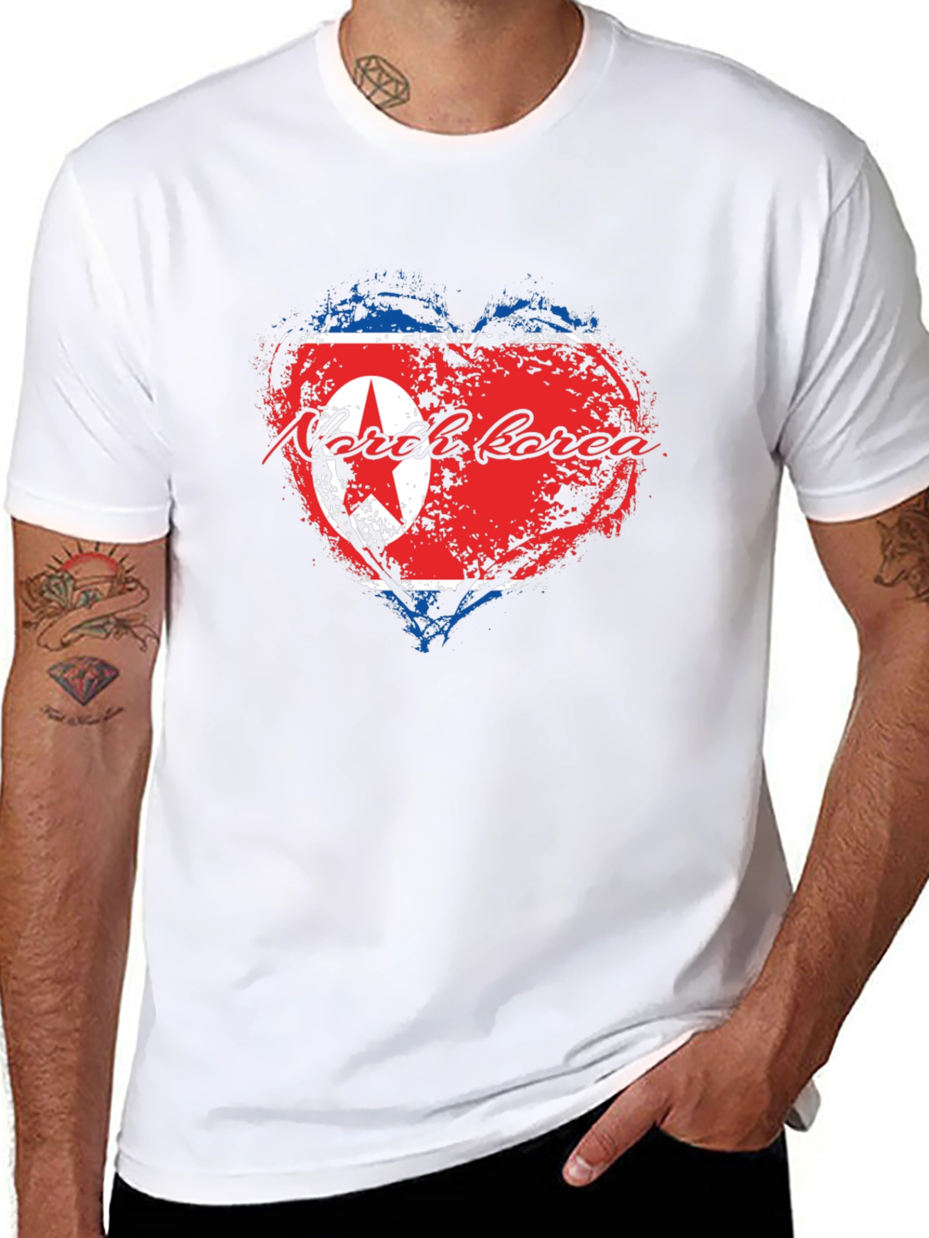 North Korea Flag Heart T-Shirt