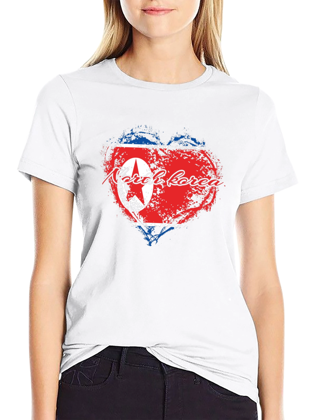 North Korea Flag Heart T-Shirt