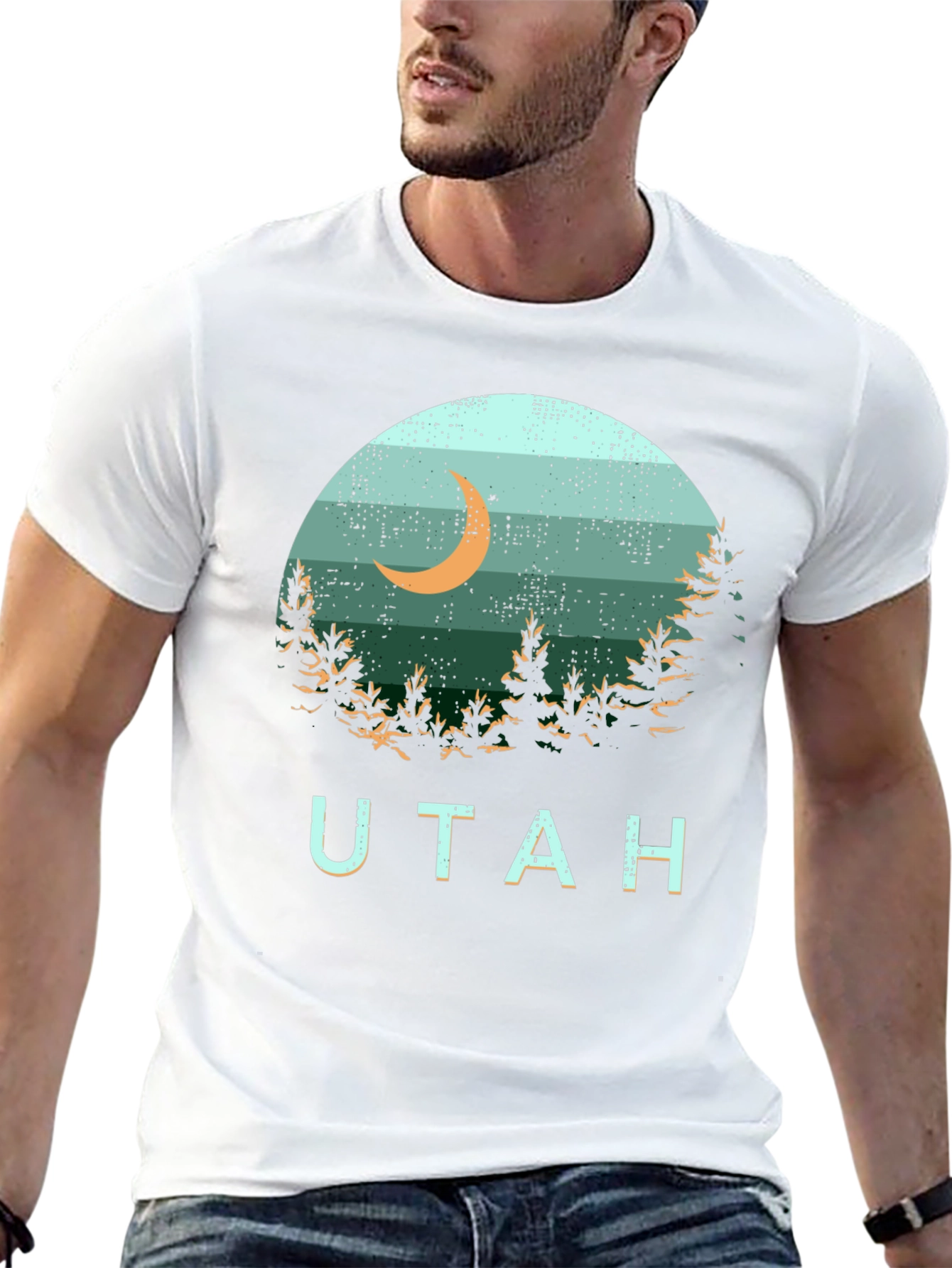 Utah Graphic Tee - Retro Moon & Trees Design