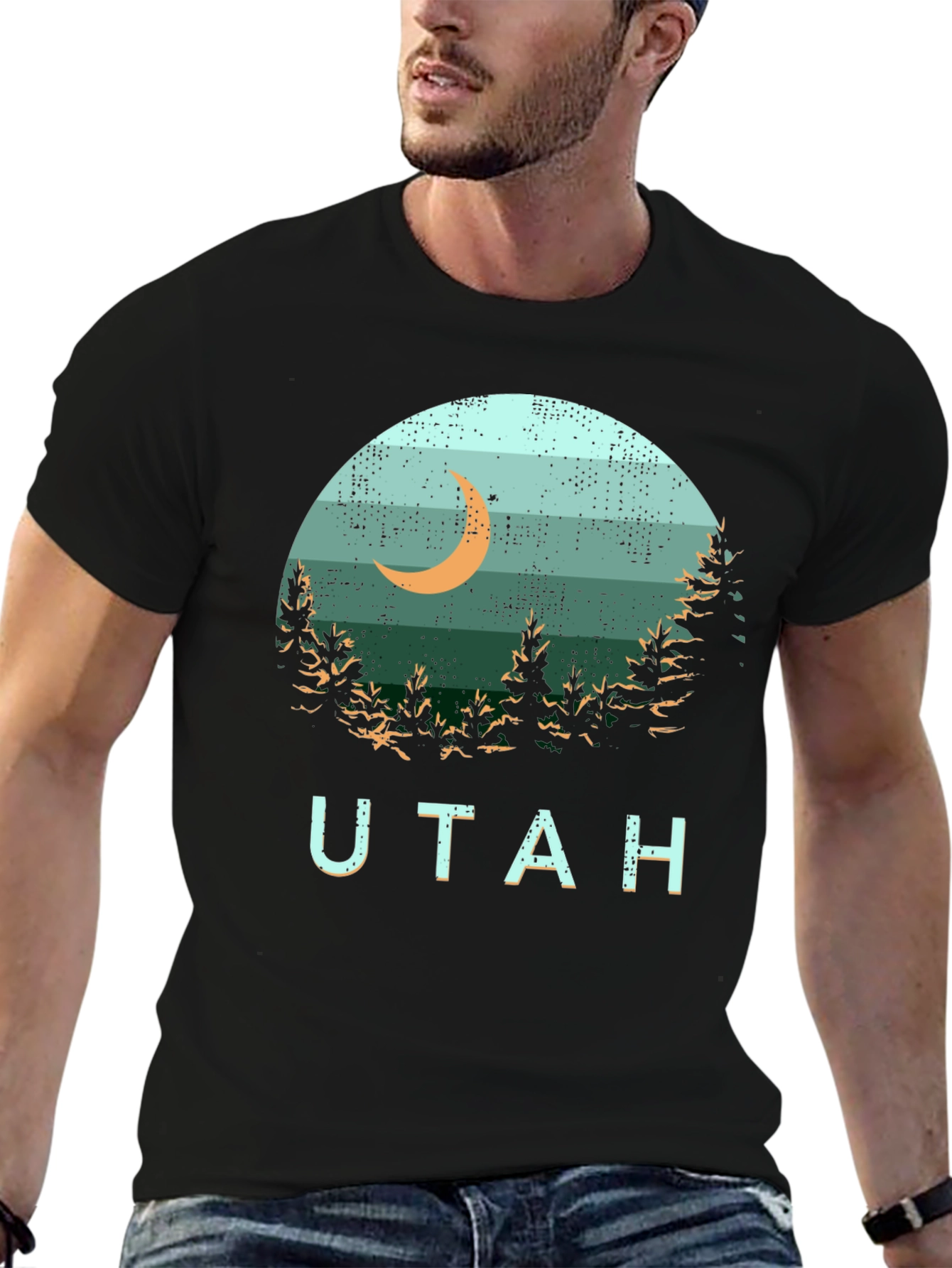 Utah Graphic Tee - Retro Moon & Trees Design