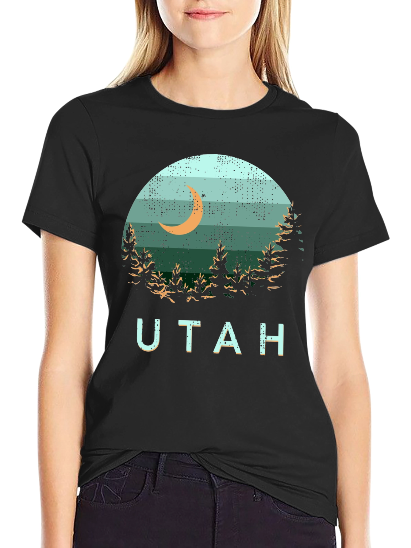 Utah Graphic Tee - Retro Moon & Trees Design