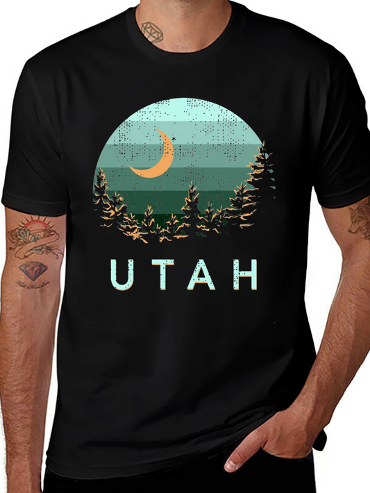 Utah Graphic Tee - Retro Moon & Trees Design