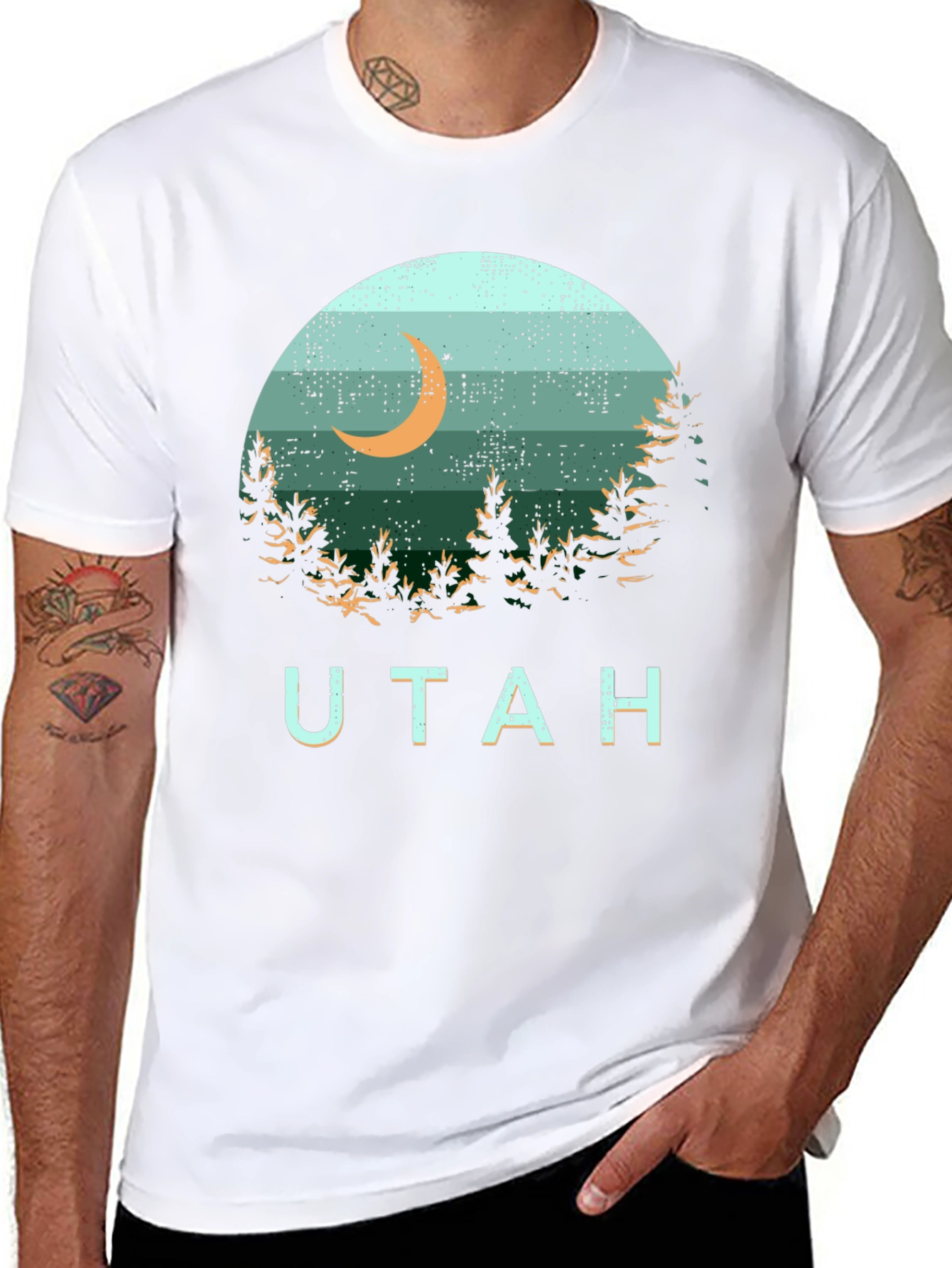 Utah Graphic Tee - Retro Moon & Trees Design