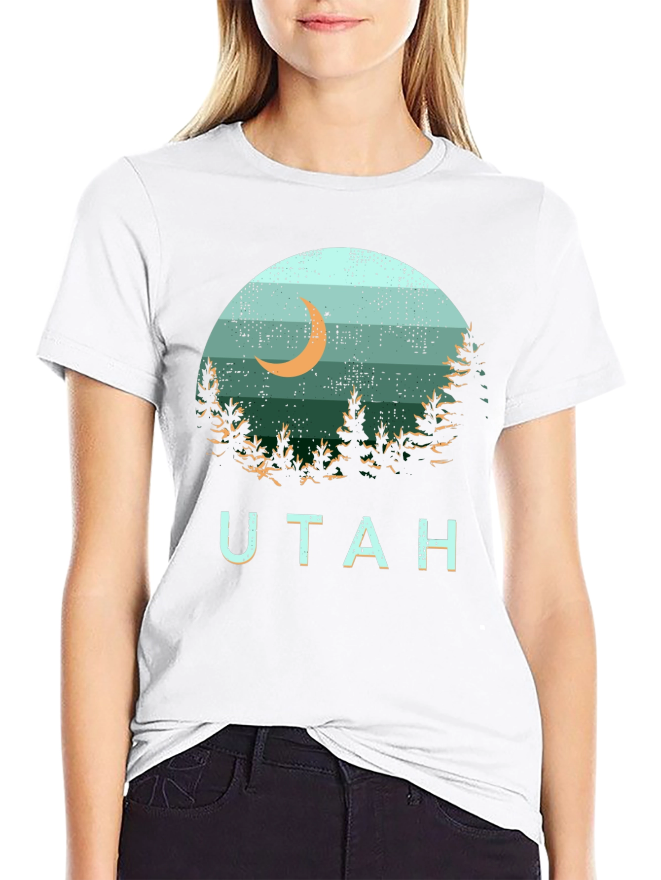 Utah Graphic Tee - Retro Moon & Trees Design