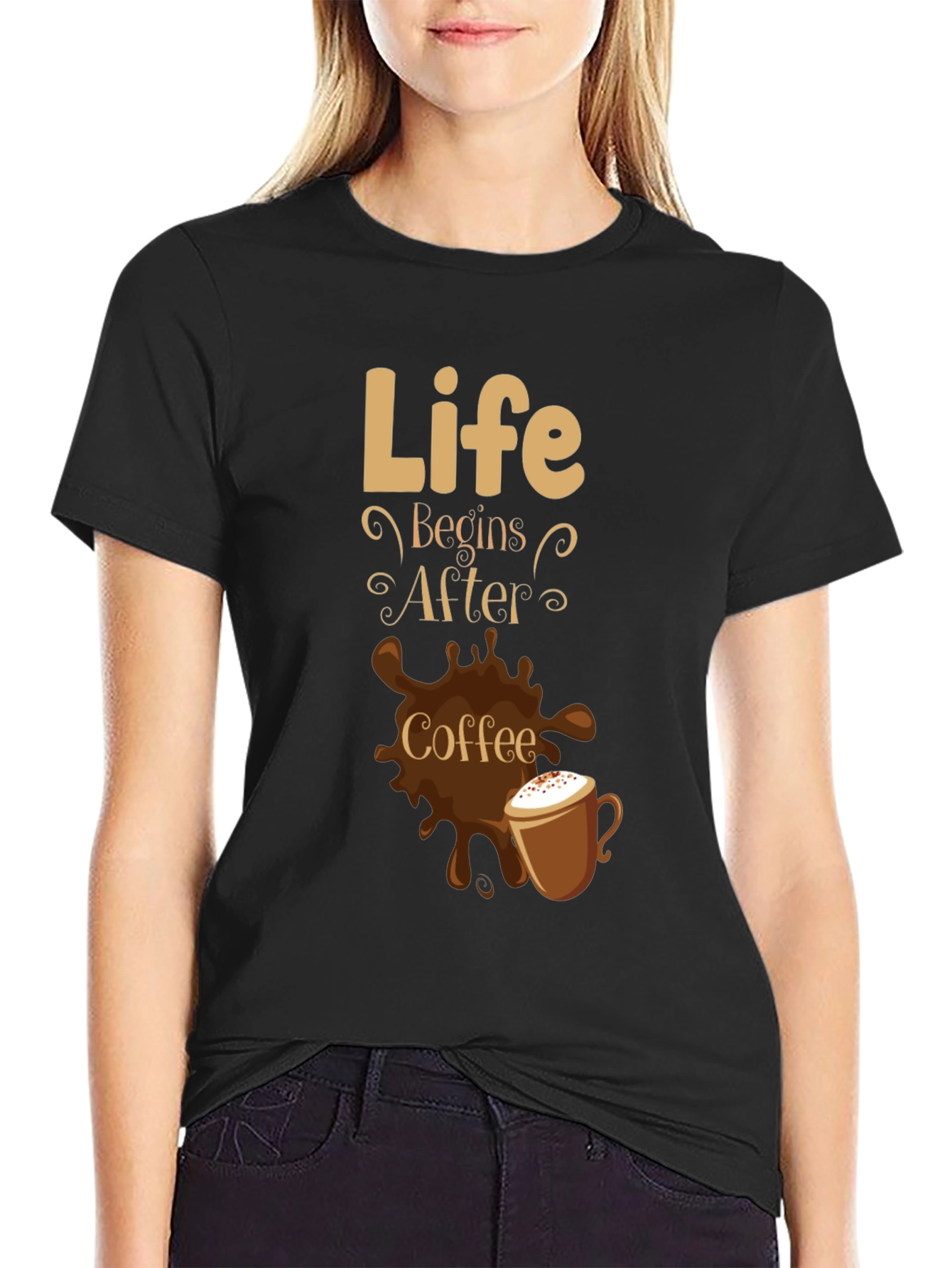 Life Begins After Coffee Graphic T-Shirt