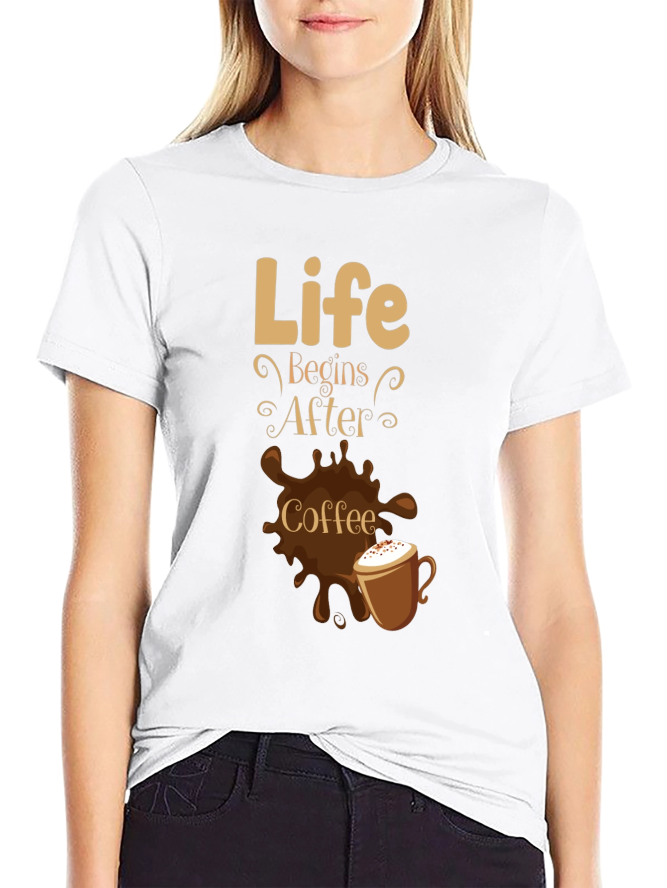 Life Begins After Coffee Graphic T-Shirt