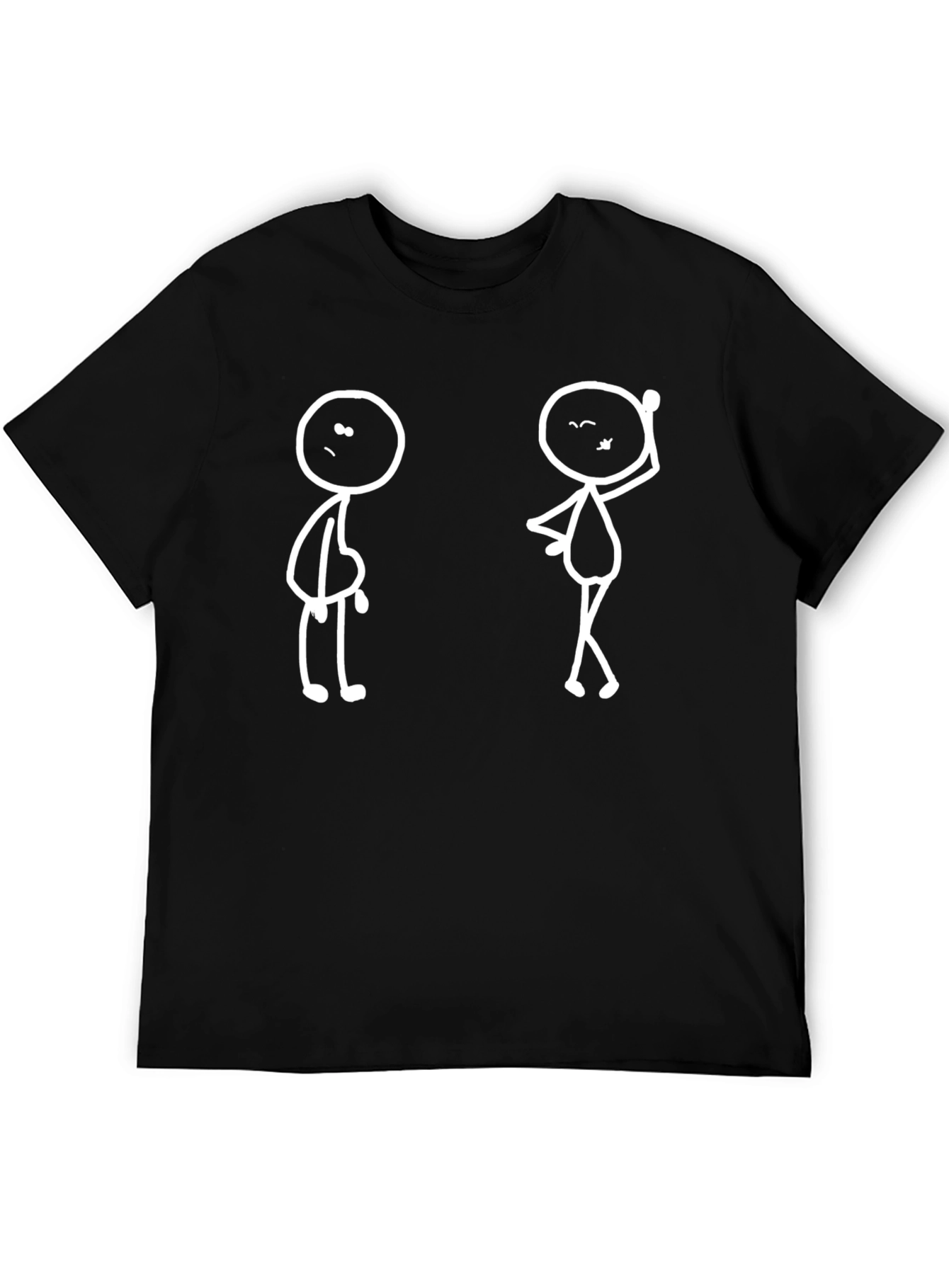 Funny Stick Figure Graphic Tee - Black