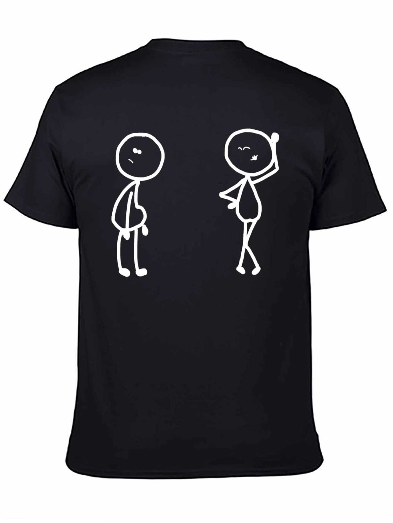 Funny Stick Figure Graphic Tee - Black