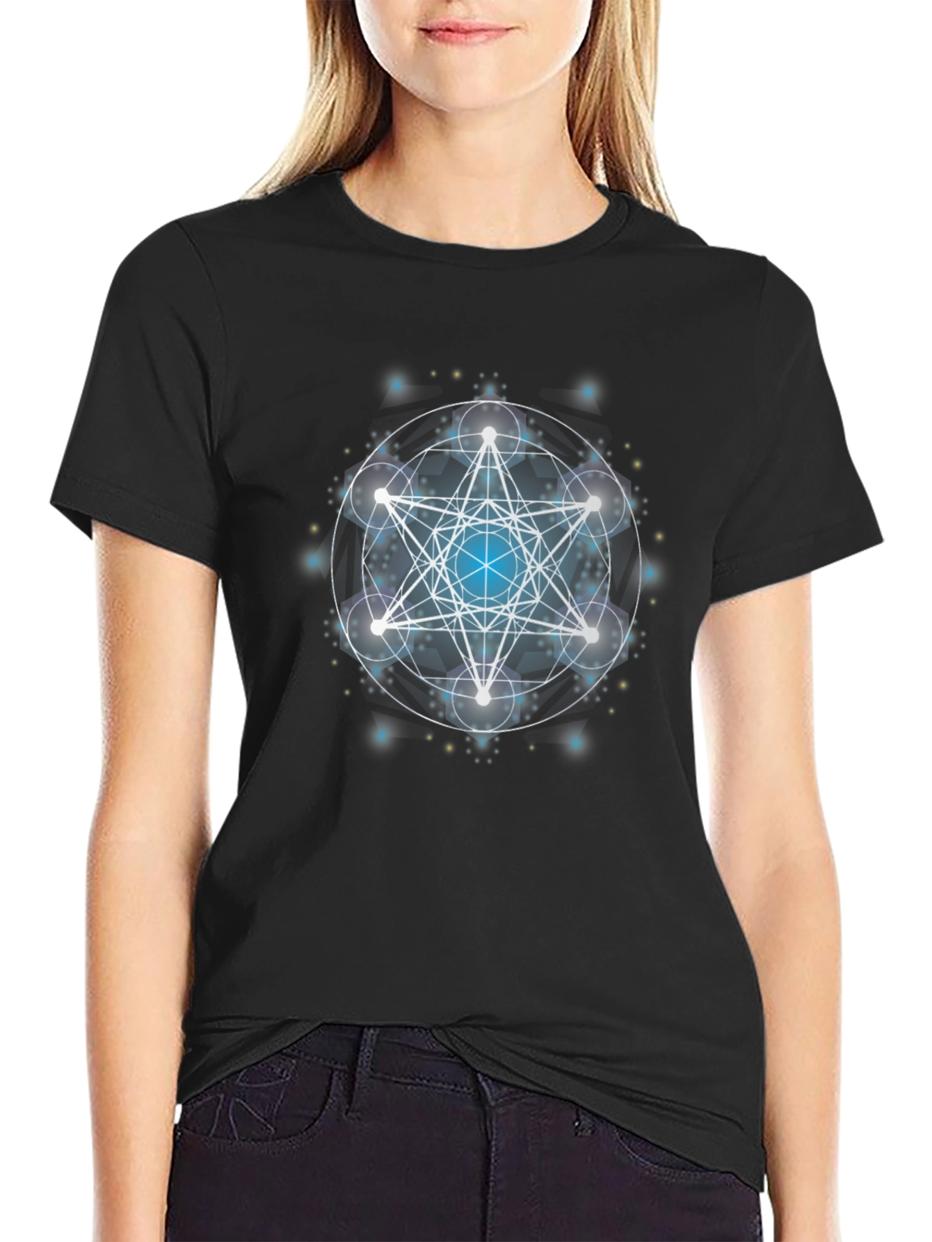 Metatrons Cube Black Graphic Tee