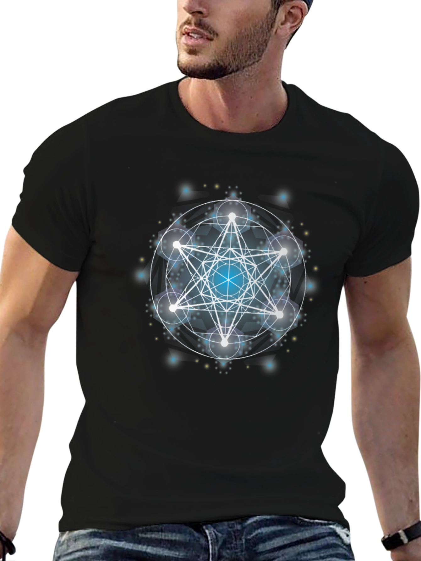 Metatrons Cube Black Graphic Tee
