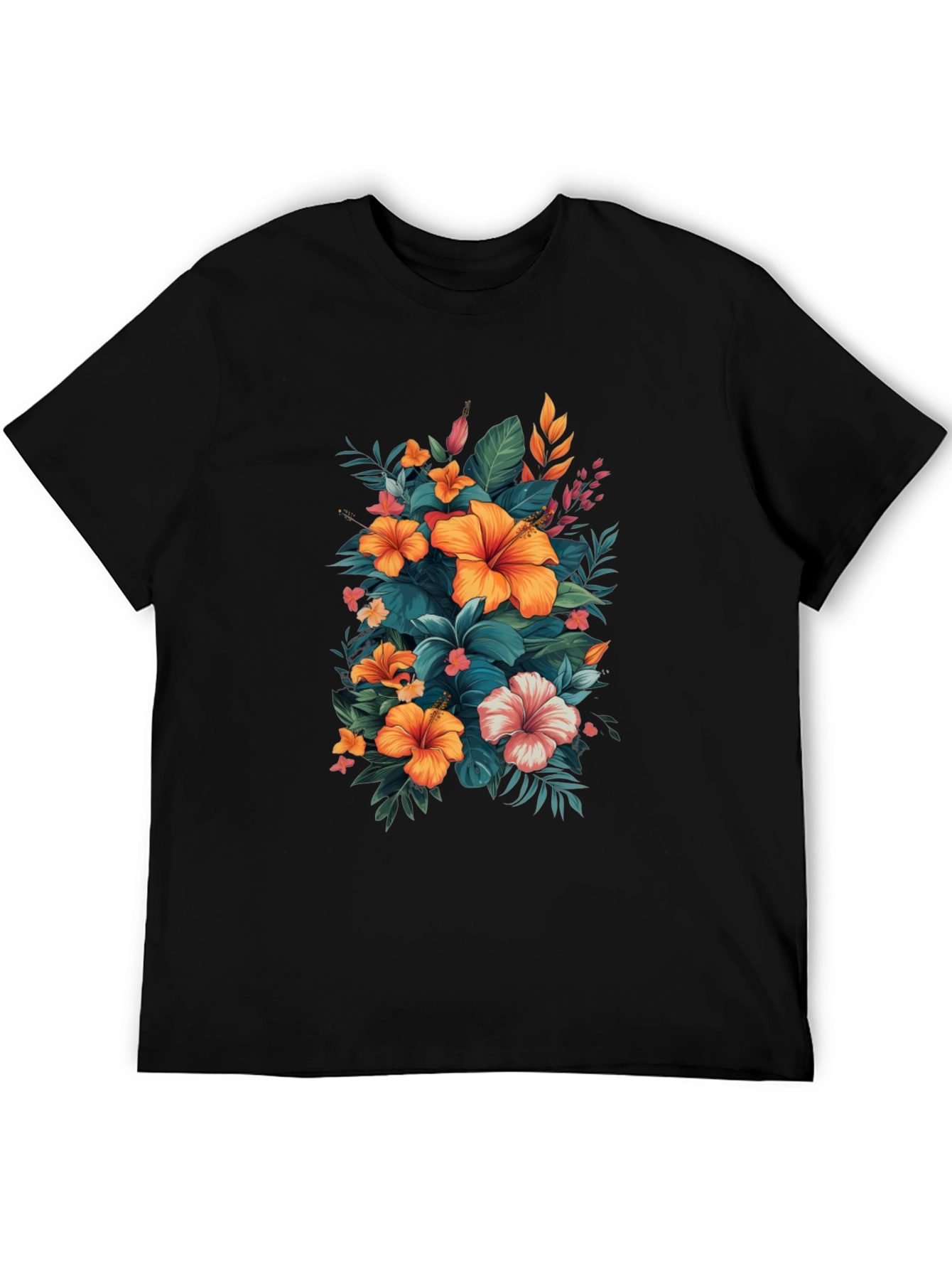 Floral Hibiscus Graphic Tee - Tropical Print