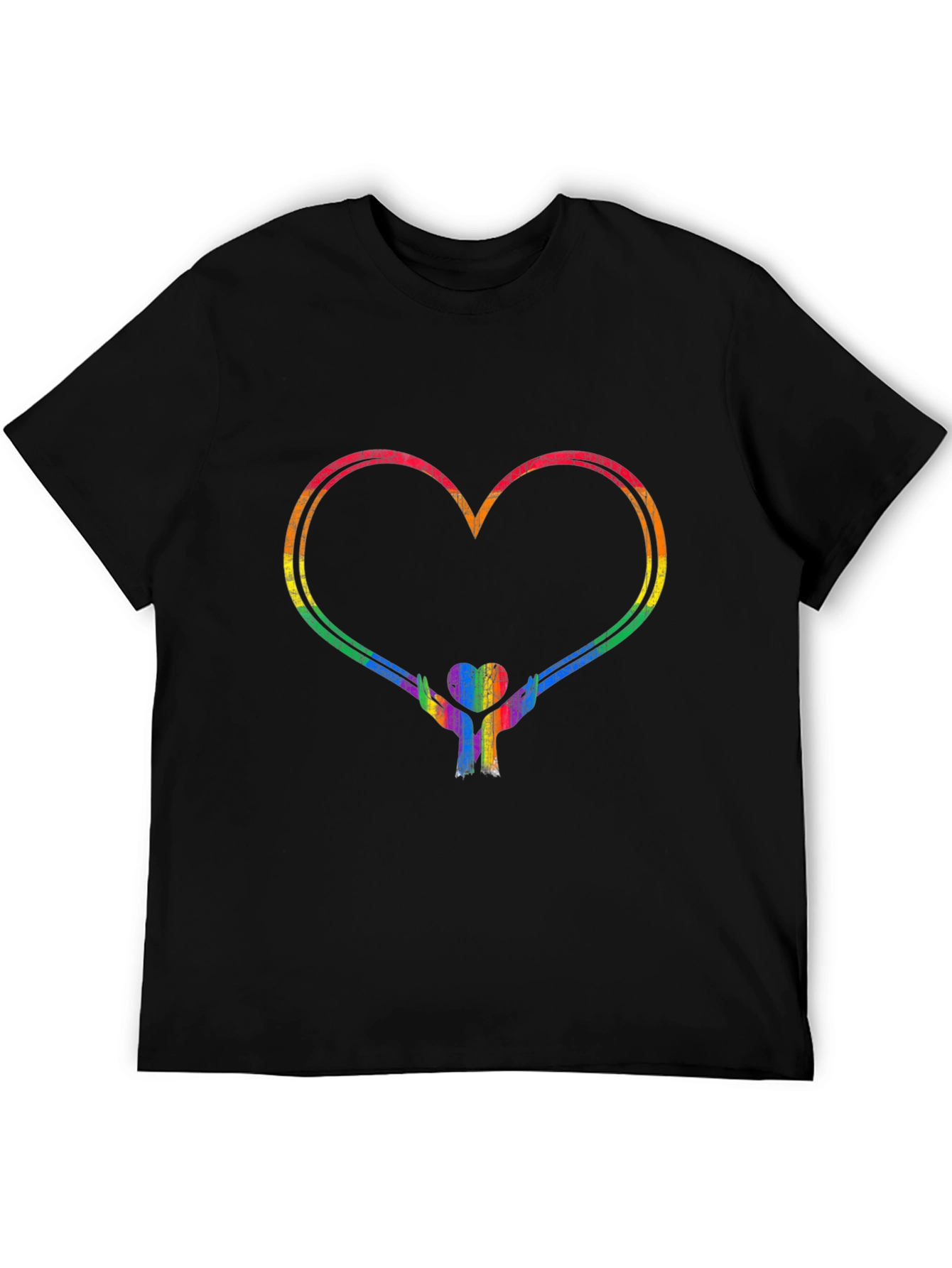 Rainbow Heart Hands Graphic Tee - Pride Support