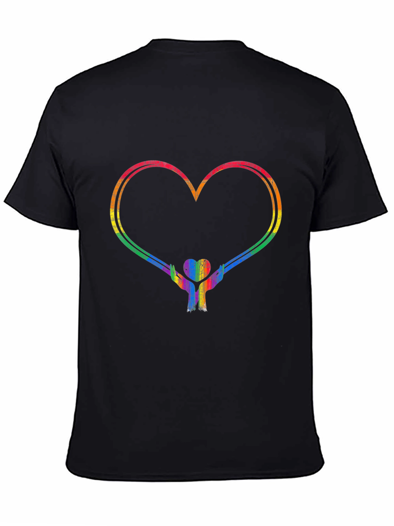 Rainbow Heart Hands Graphic Tee - Pride Support