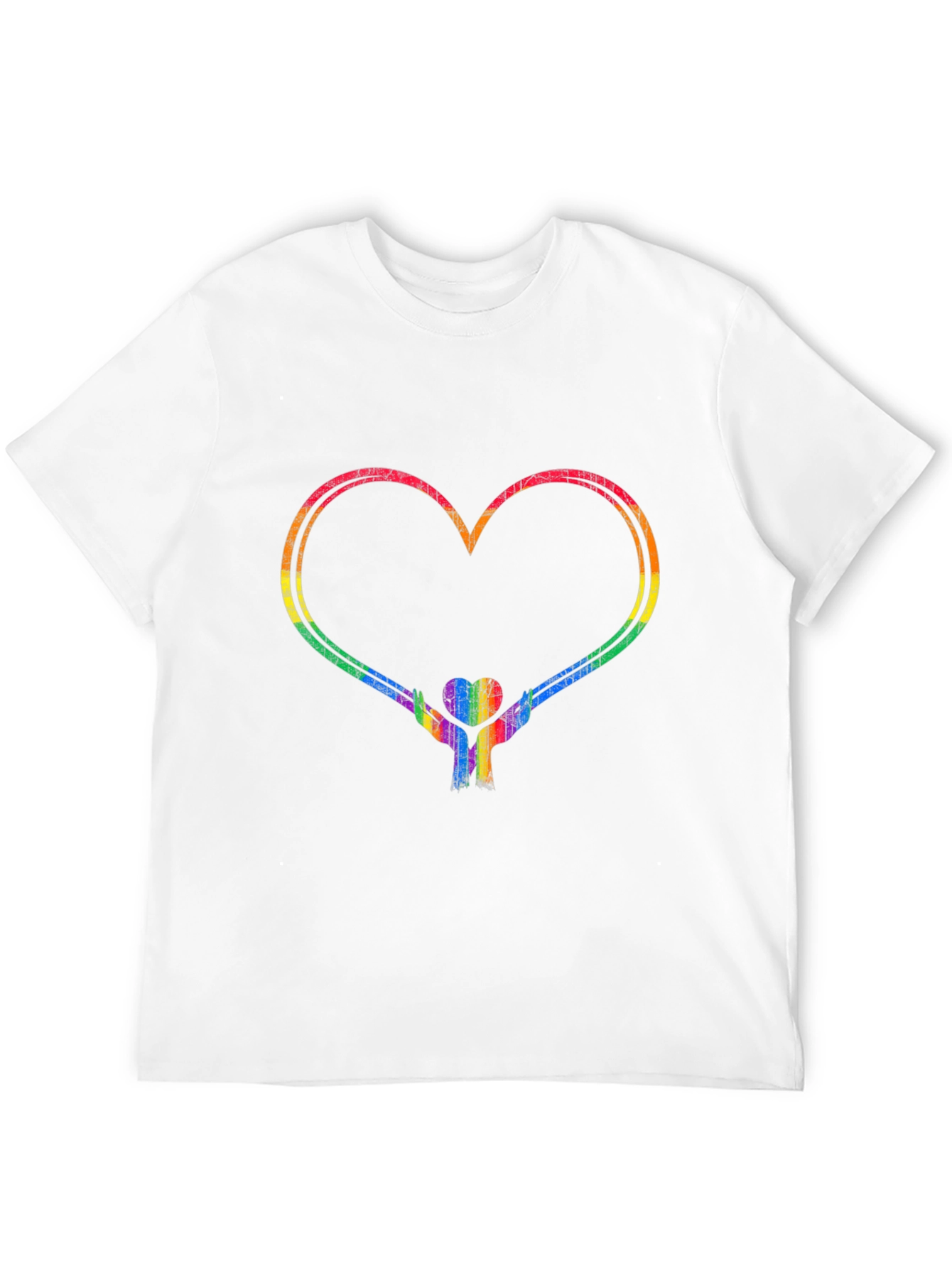 Rainbow Heart Hands Graphic Tee - Pride Support