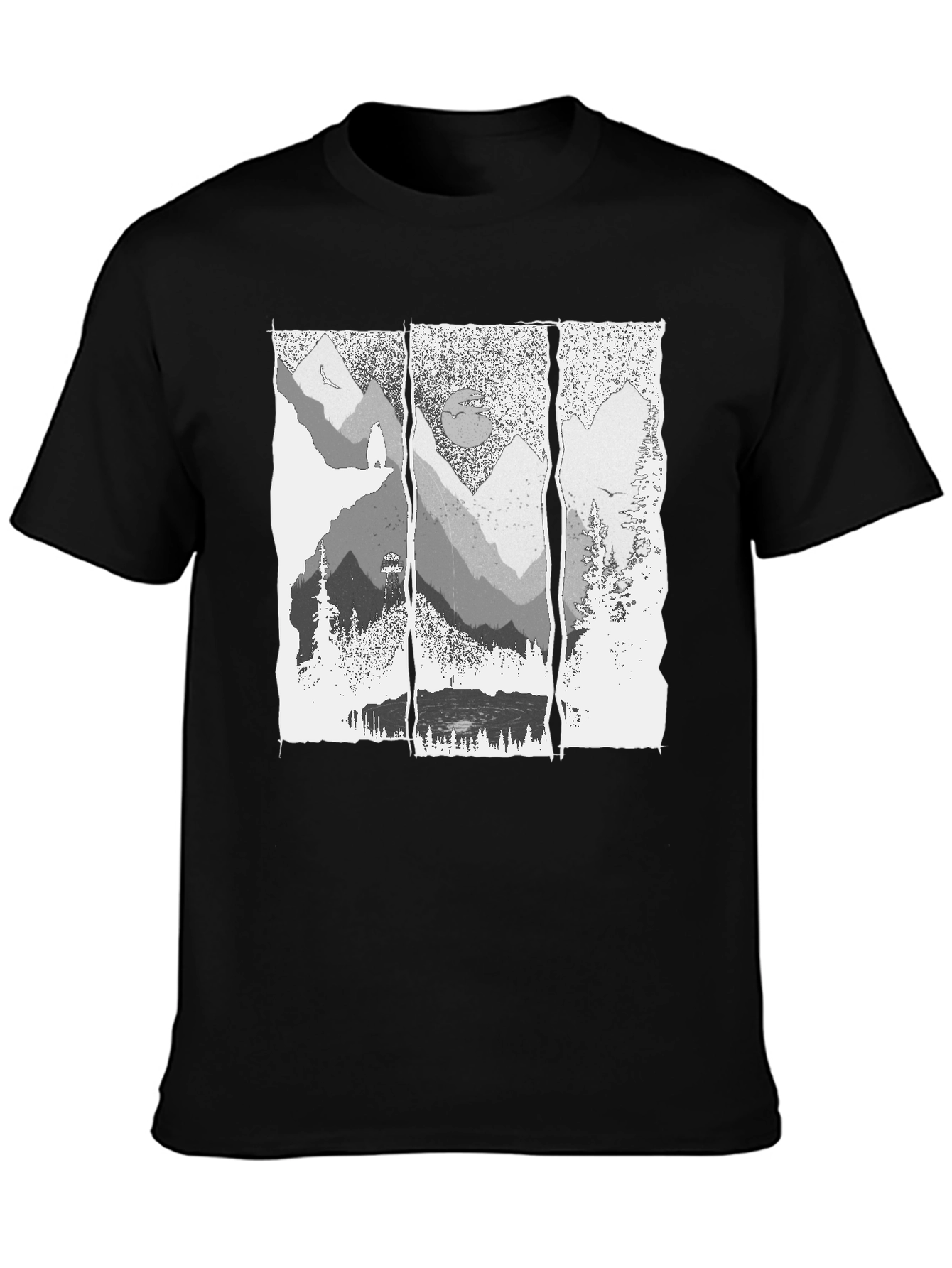 Mountainscape Graphic Tee - Black Cotton