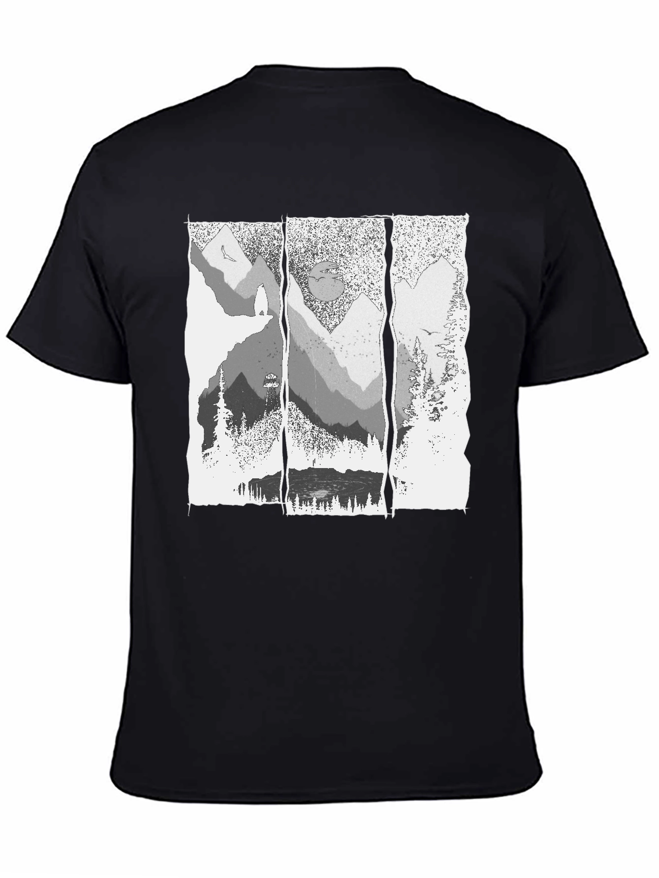 Mountainscape Graphic Tee - Black Cotton