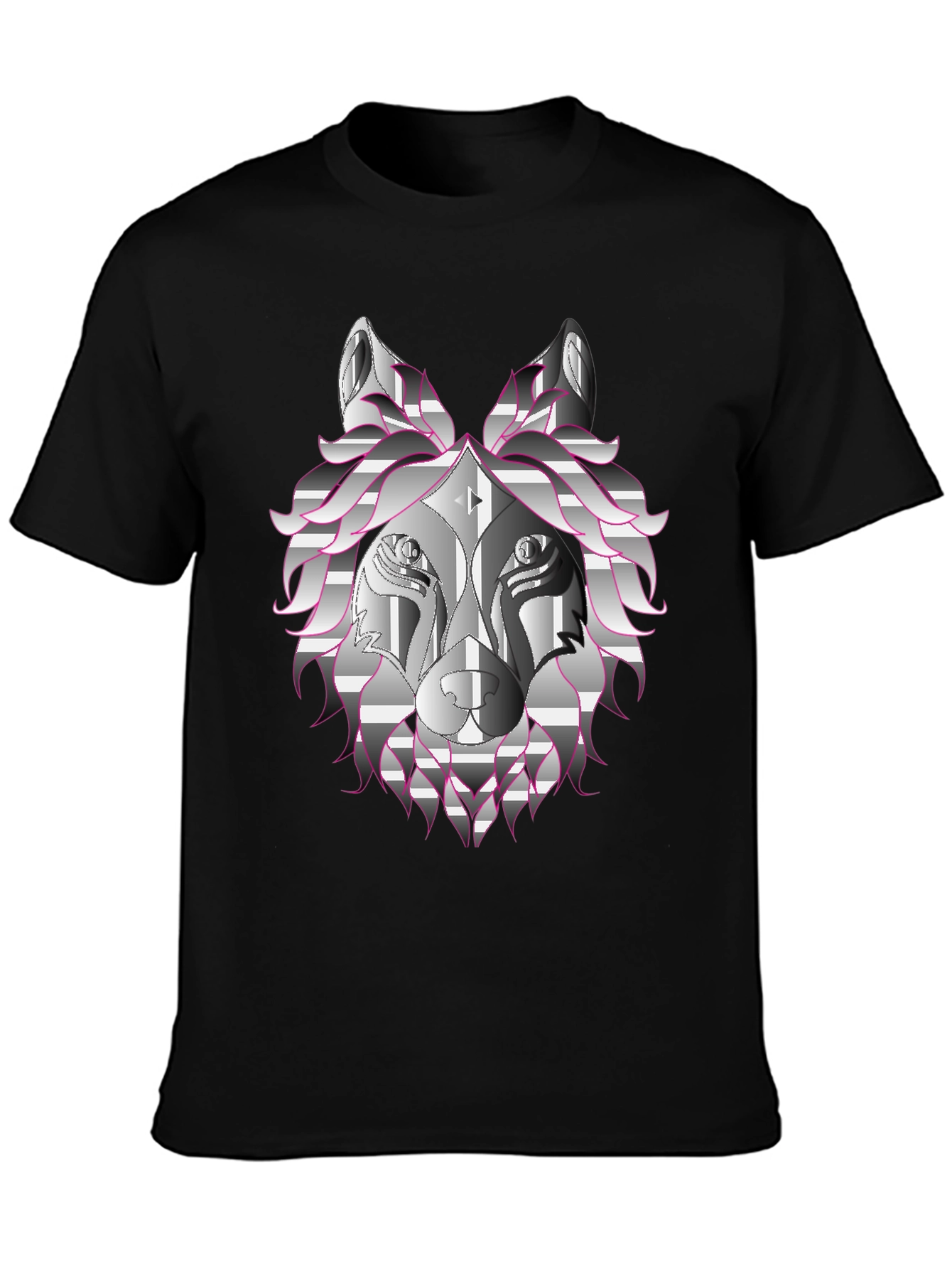 Geometric Wolf Head Graphic Print T-Shirt