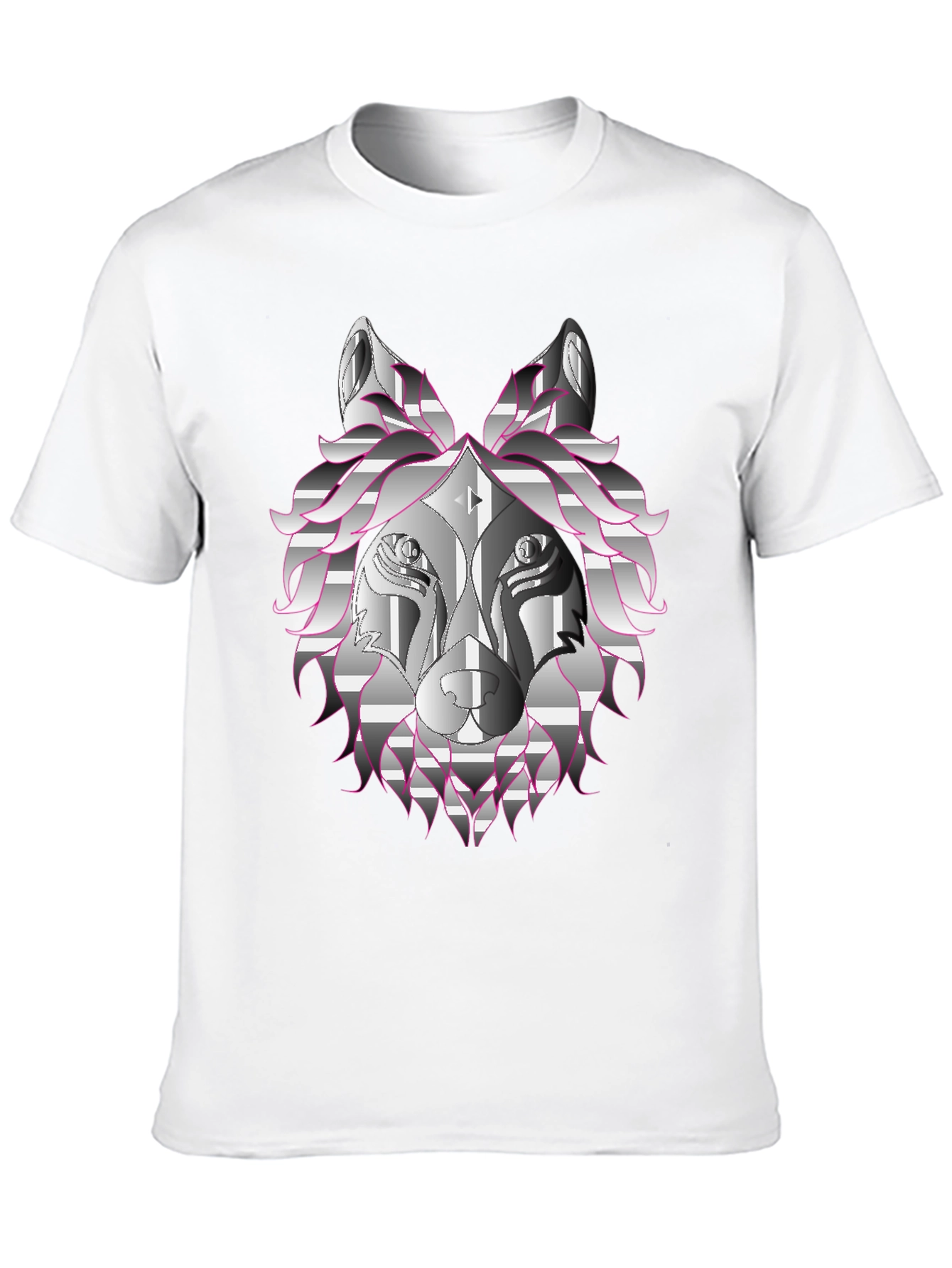 Geometric Wolf Head Graphic Print T-Shirt