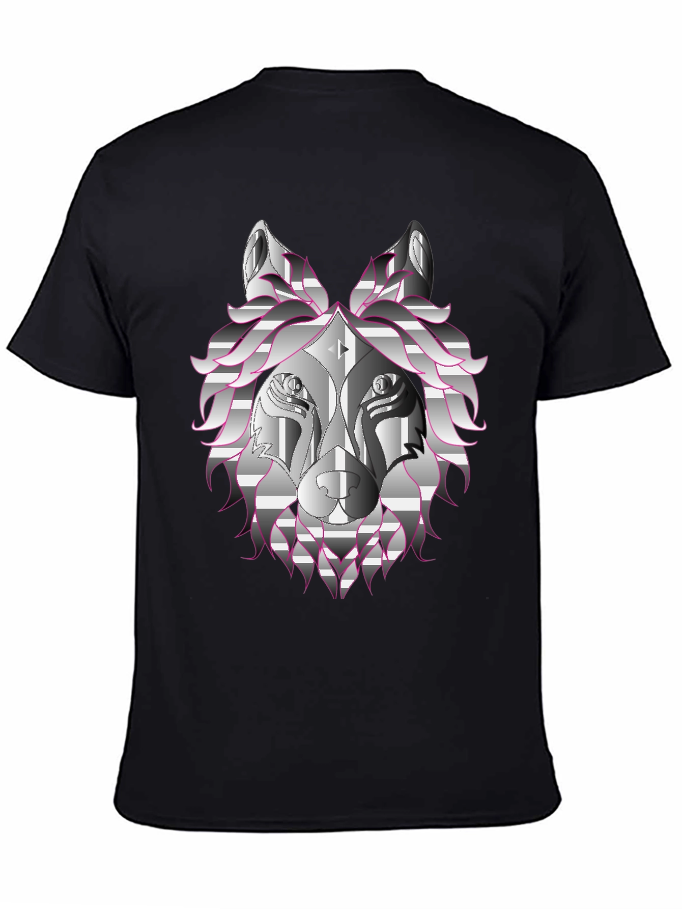 Geometric Wolf Head Graphic Print T-Shirt