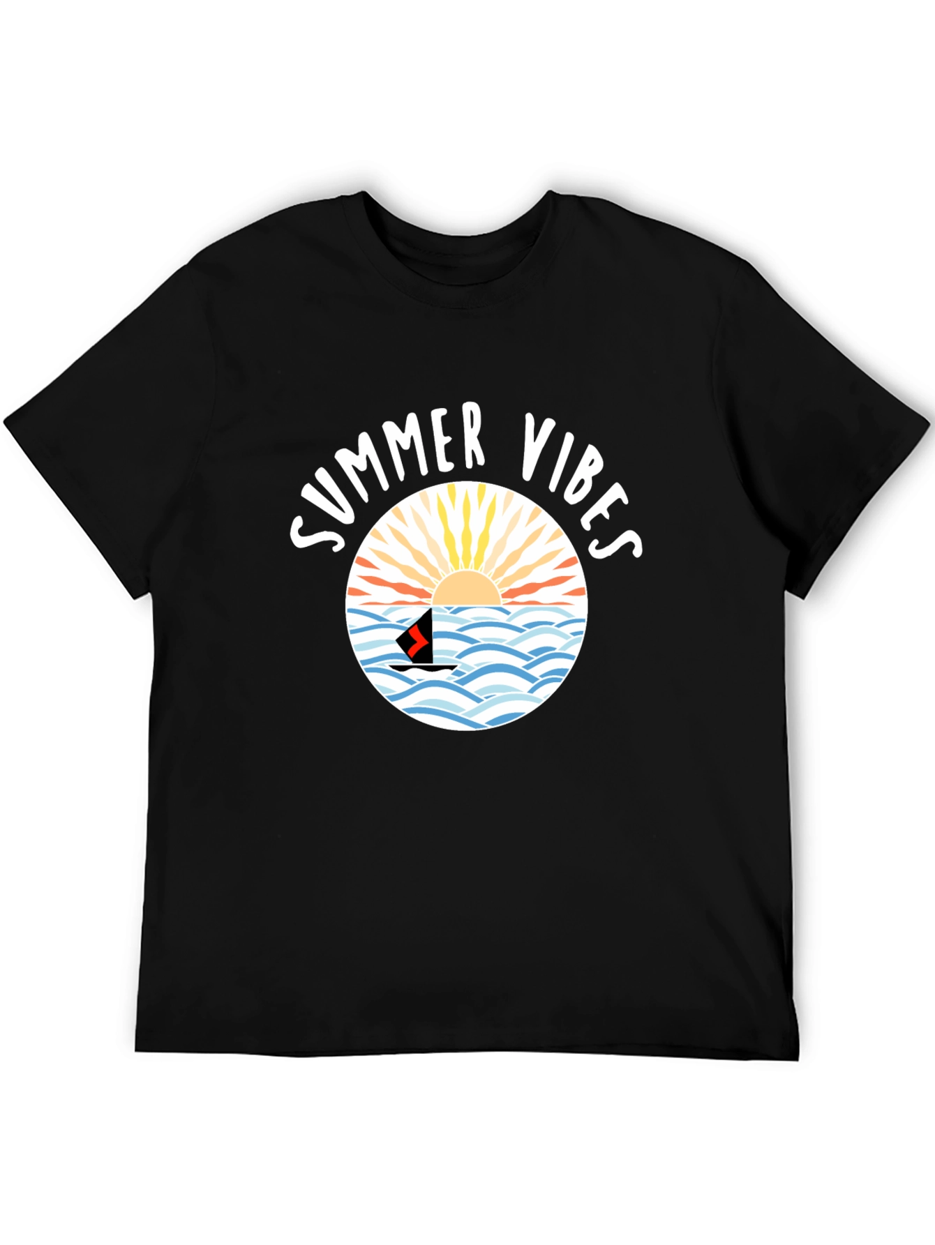 Summer Vibes Graphic Tee - Black Cotton Shirt