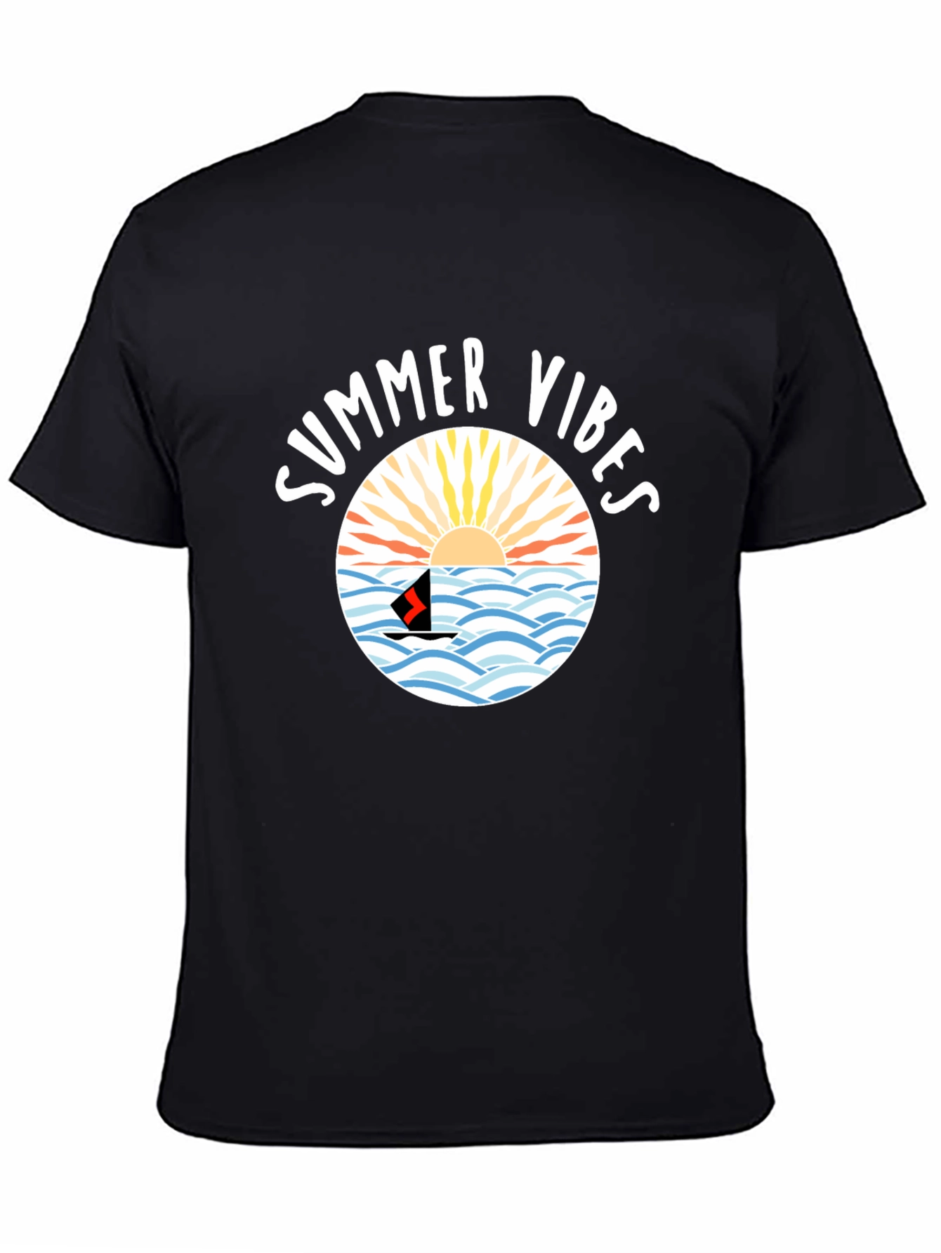 Summer Vibes Graphic Tee - Black Cotton Shirt