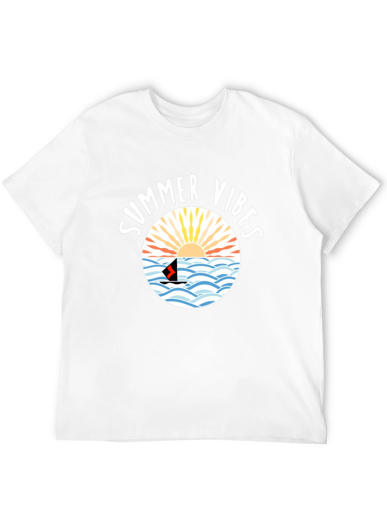 Summer Vibes Graphic Tee - Black Cotton Shirt