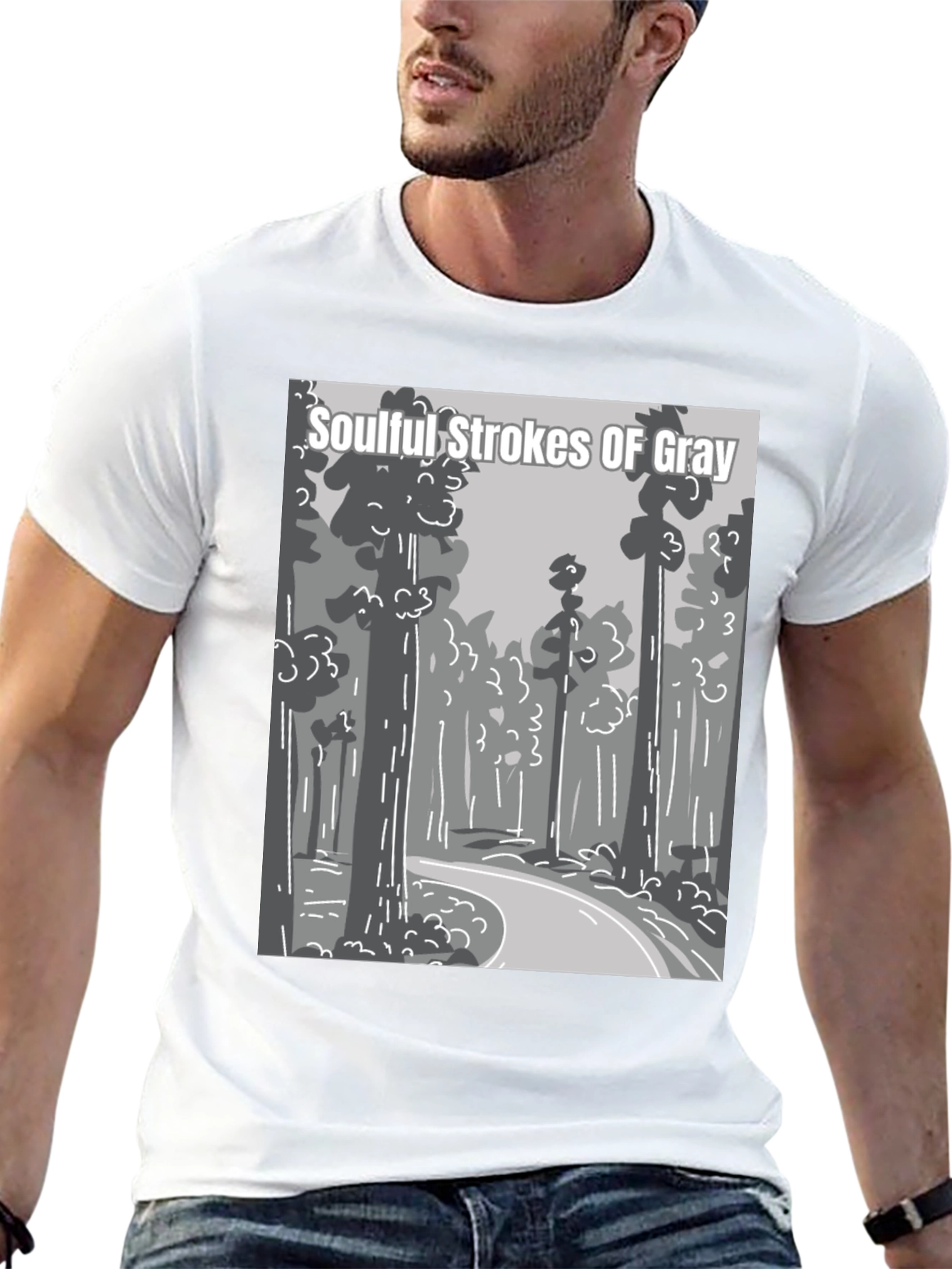 Soulful Strokes of Gray Graphic T-Shirt
