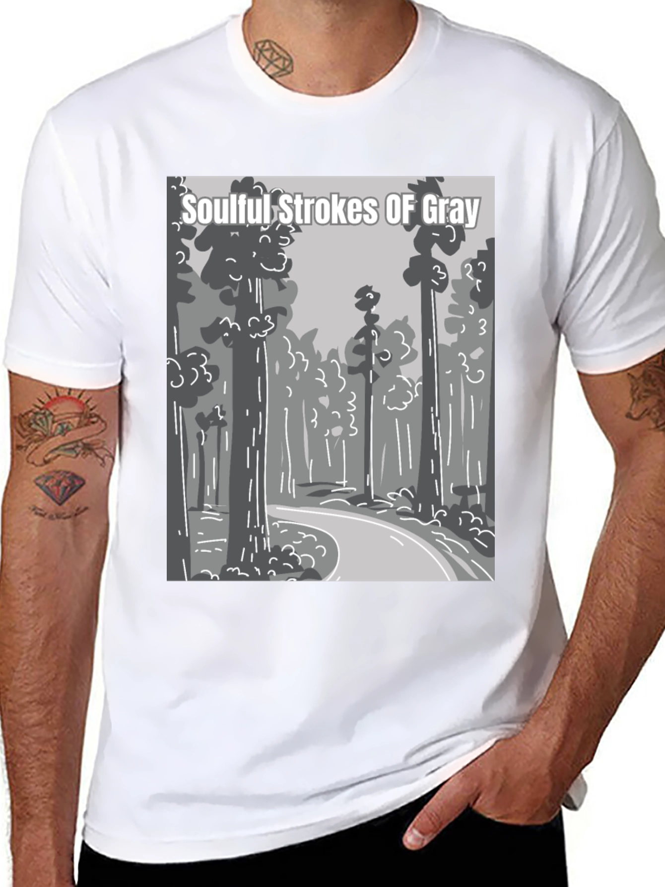 Soulful Strokes of Gray Graphic T-Shirt