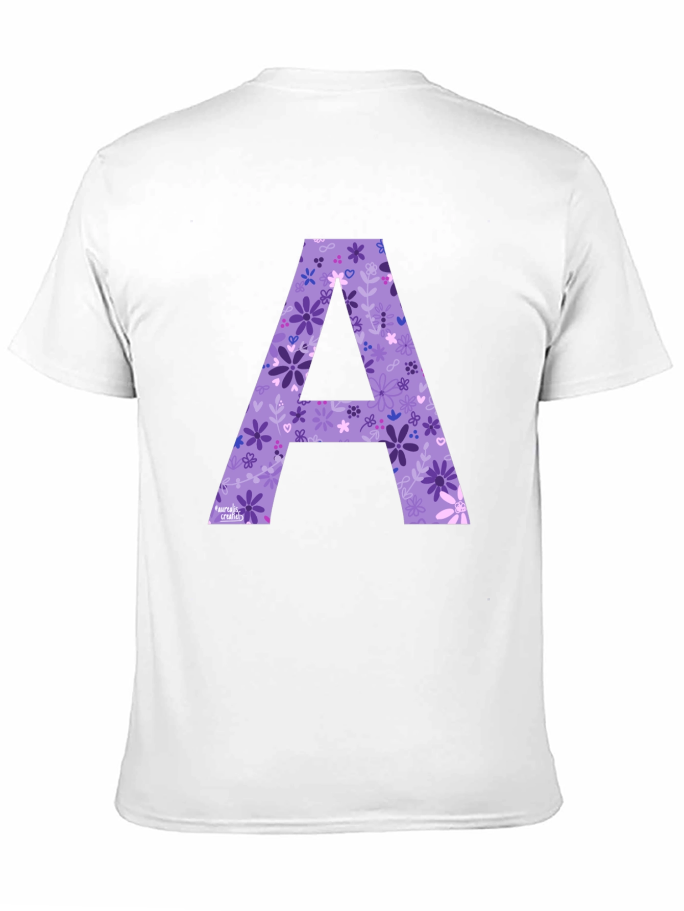 Floral Letter A Black T-Shirt