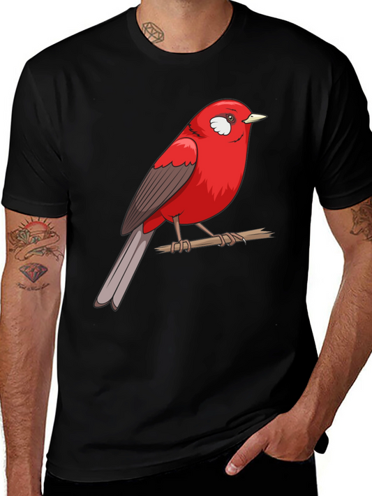 Red Bird Graphic Print T-Shirt