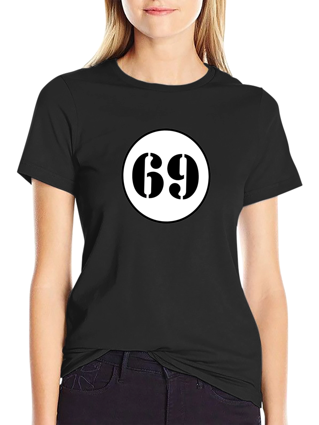 Mens Black T-Shirt with Number 69 Design