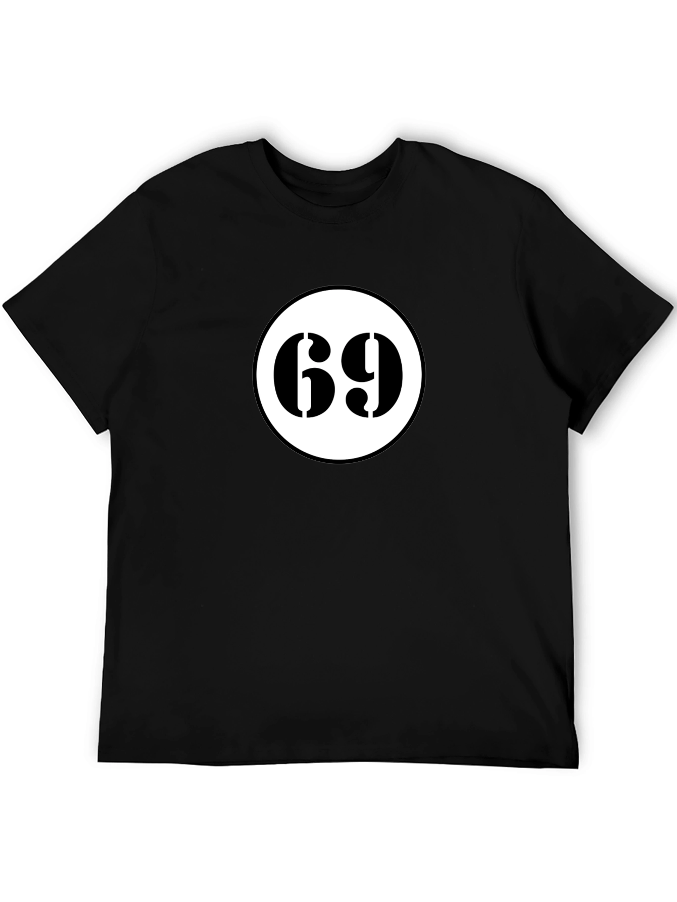 Mens Black T-Shirt with Number 69 Design