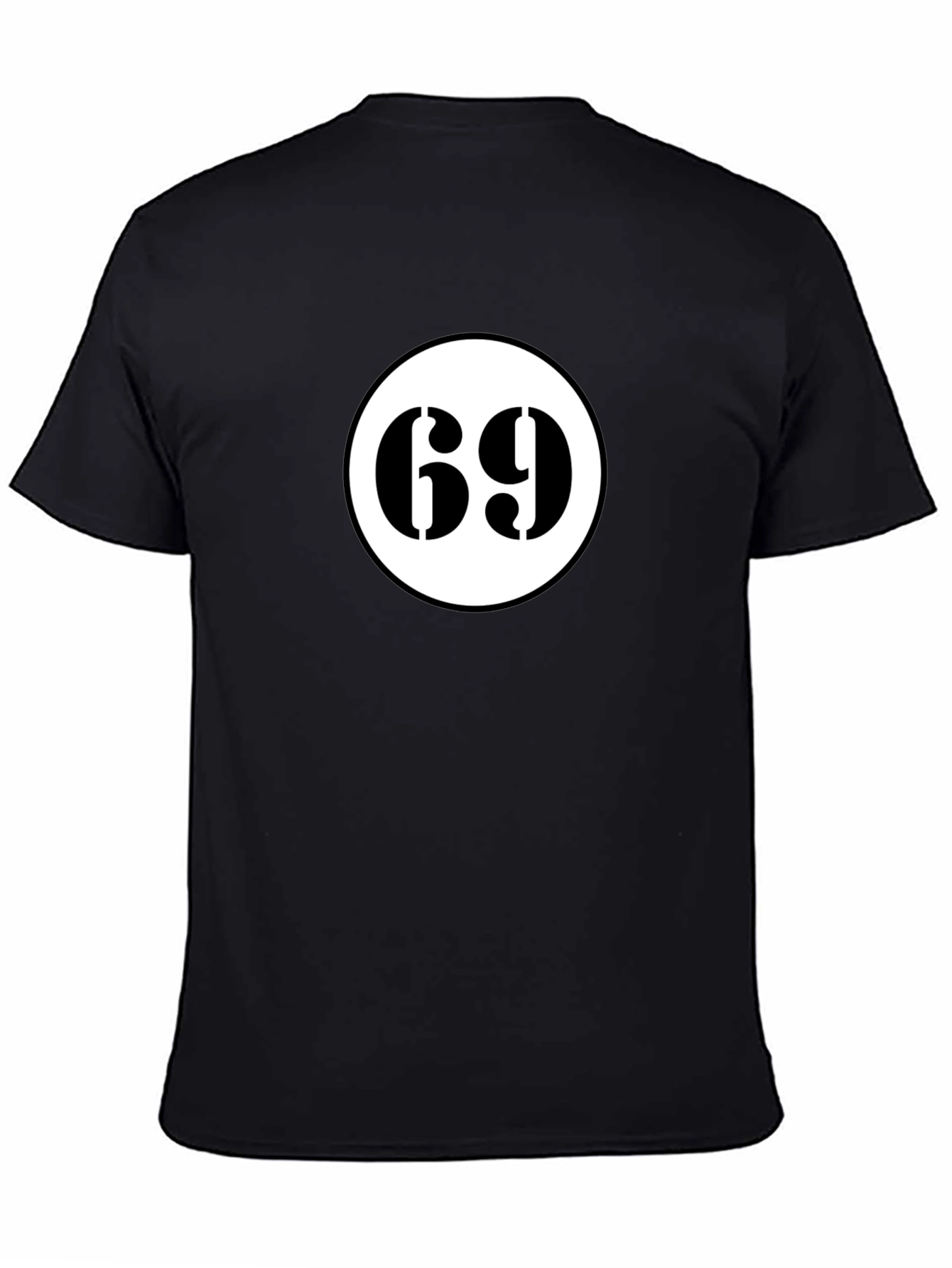 Mens Black T-Shirt with Number 69 Design