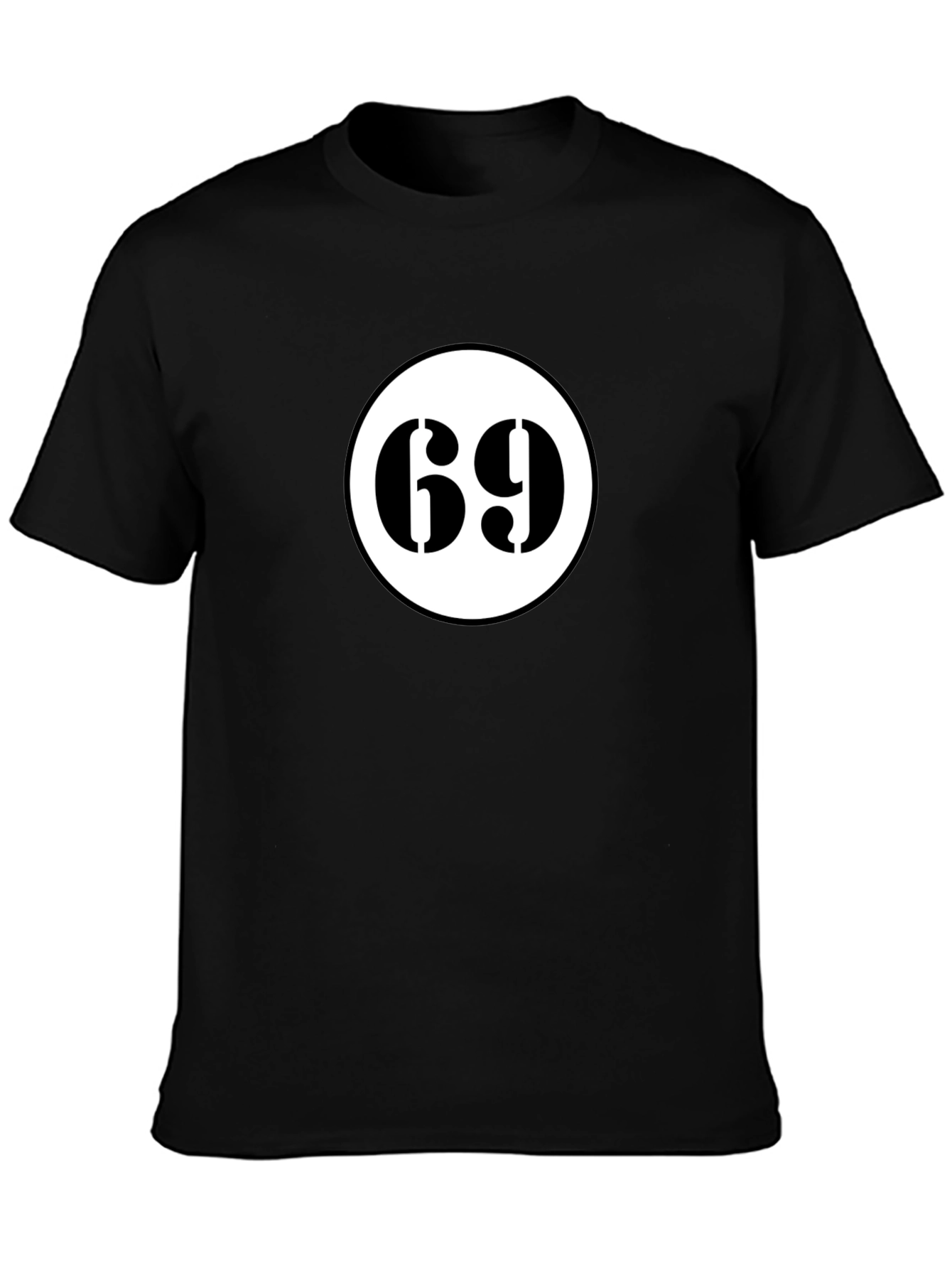 Mens Black T-Shirt with Number 69 Design