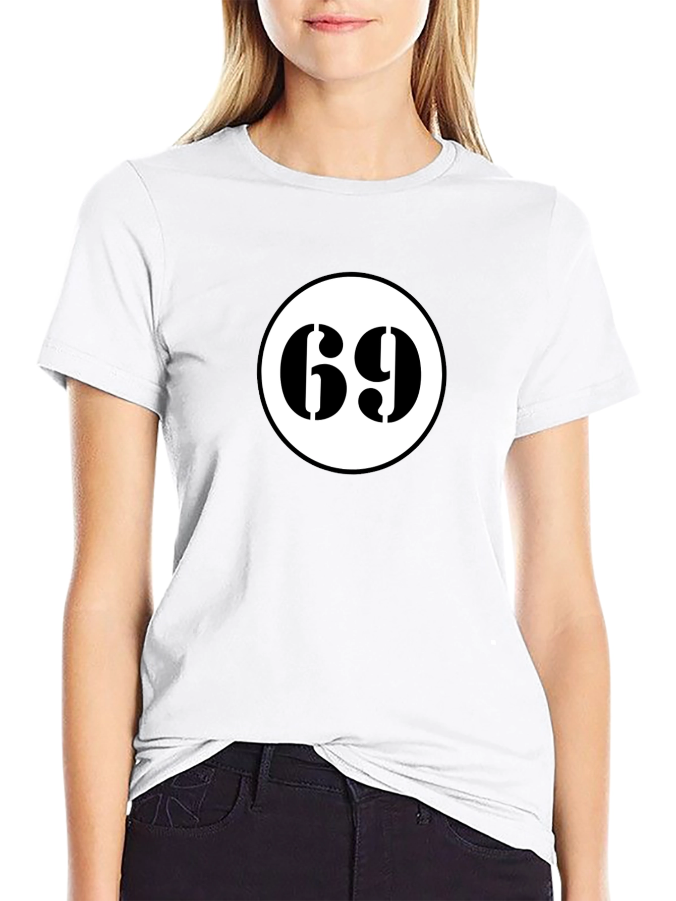 Mens Black T-Shirt with Number 69 Design