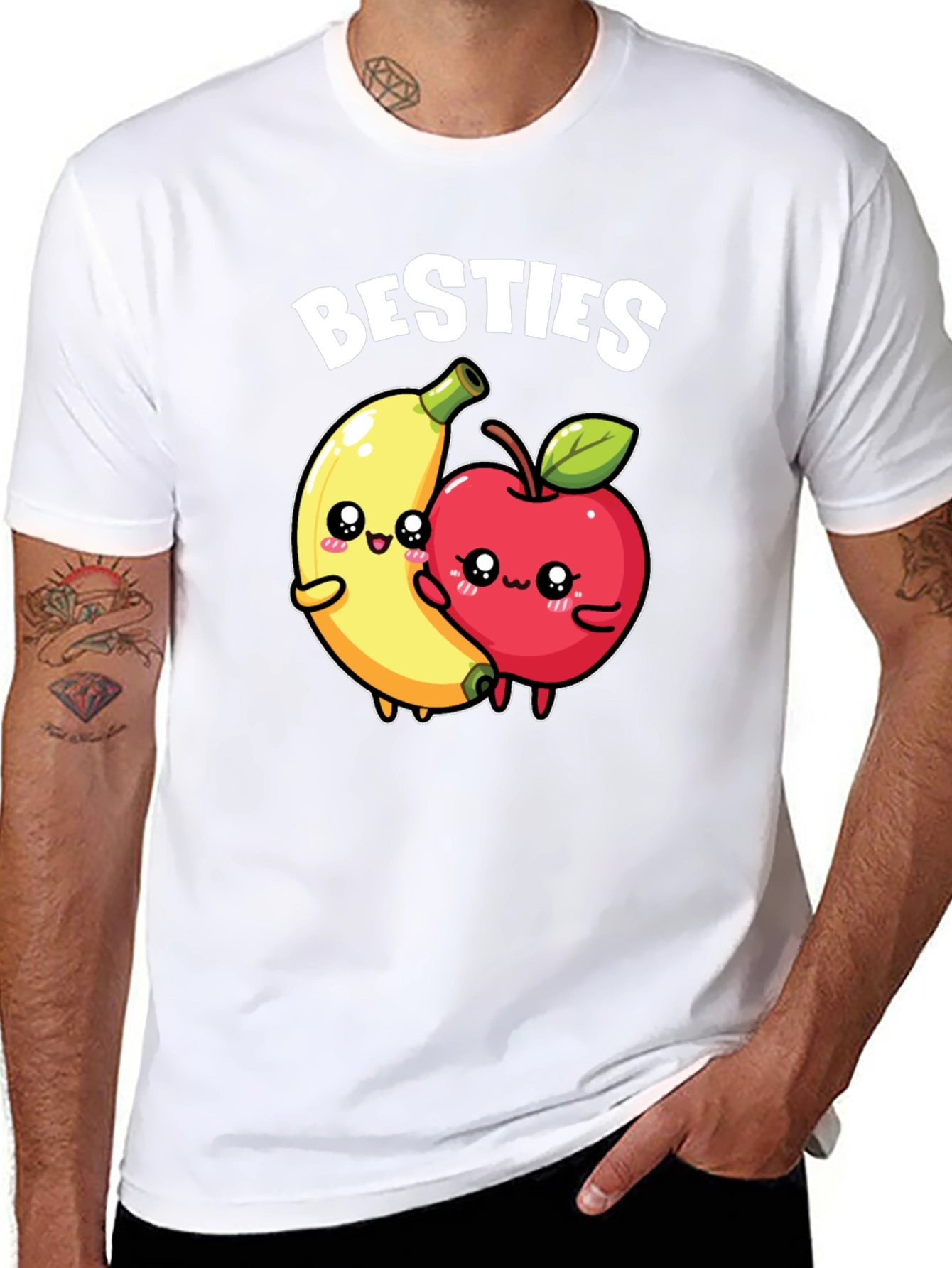 Besties T-Shirt - Cute Banana & Apple Design