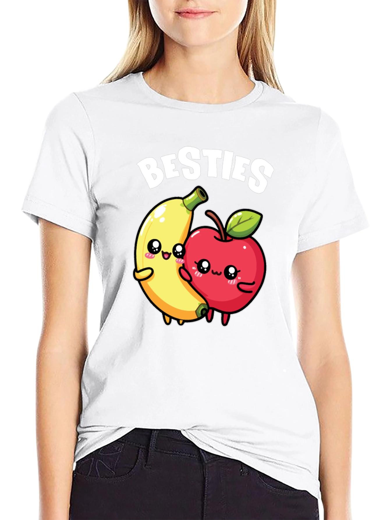 Besties T-Shirt - Cute Banana & Apple Design