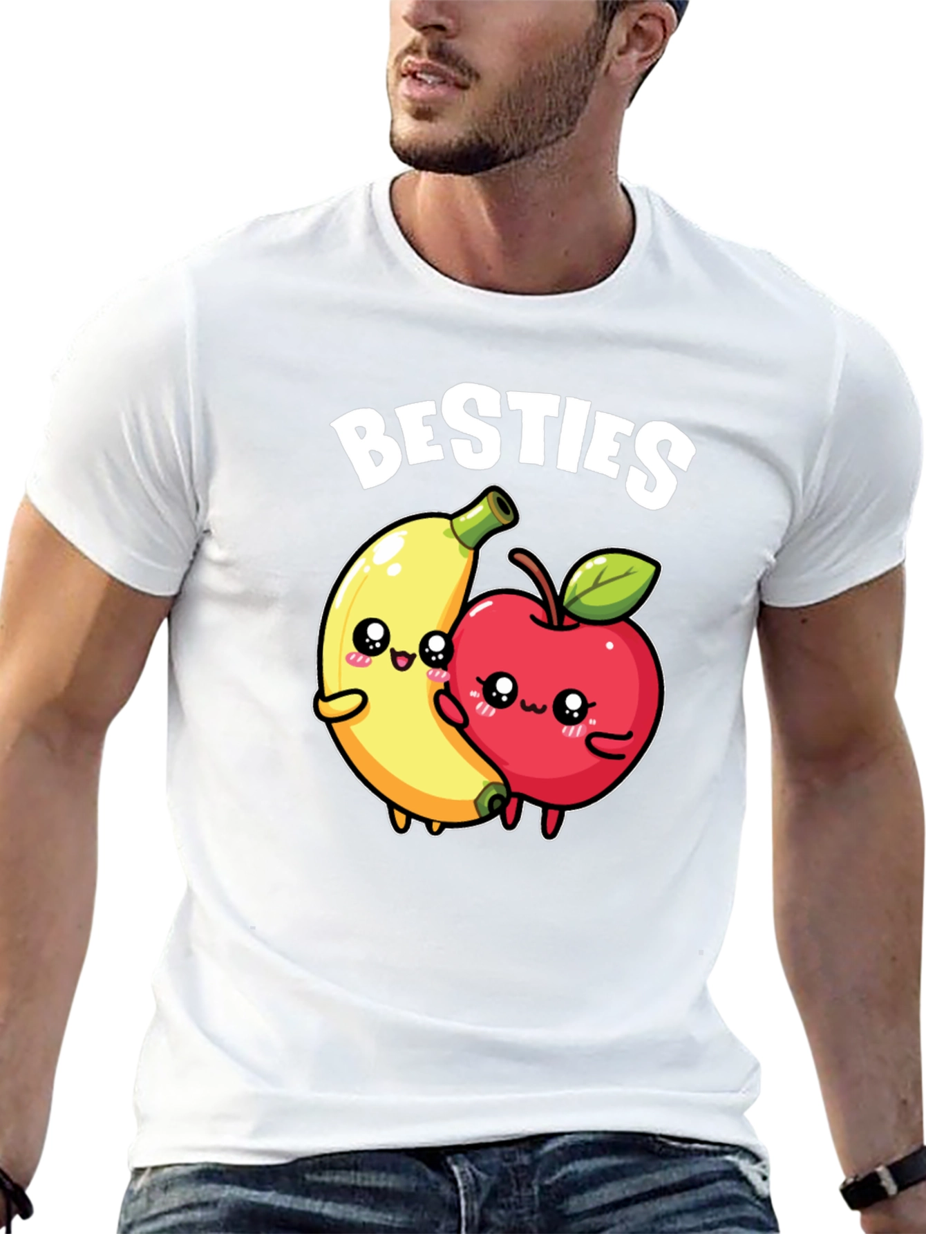 Besties T-Shirt - Cute Banana & Apple Design