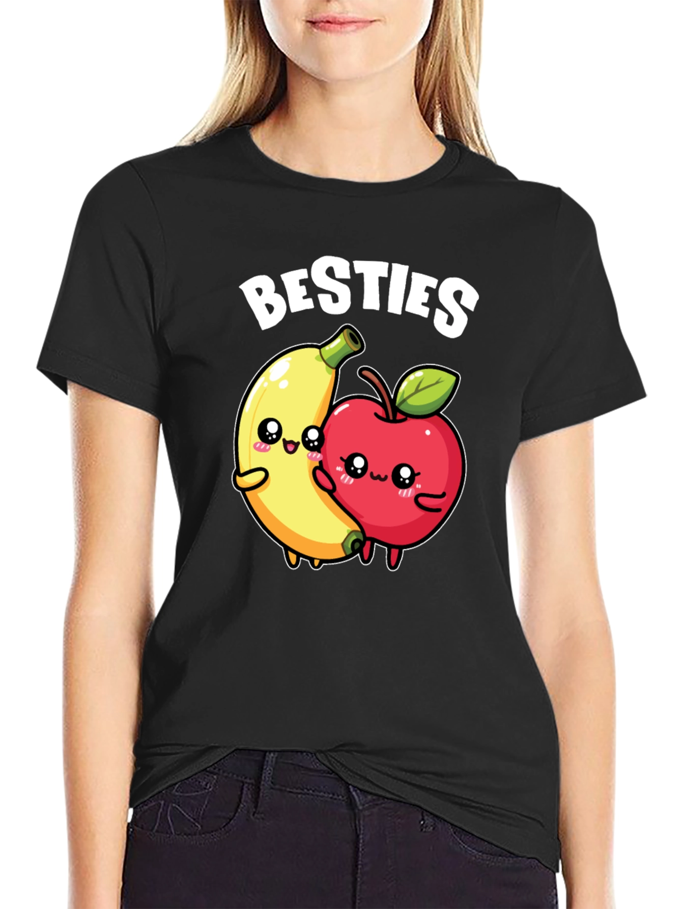 Besties T-Shirt - Cute Banana & Apple Design