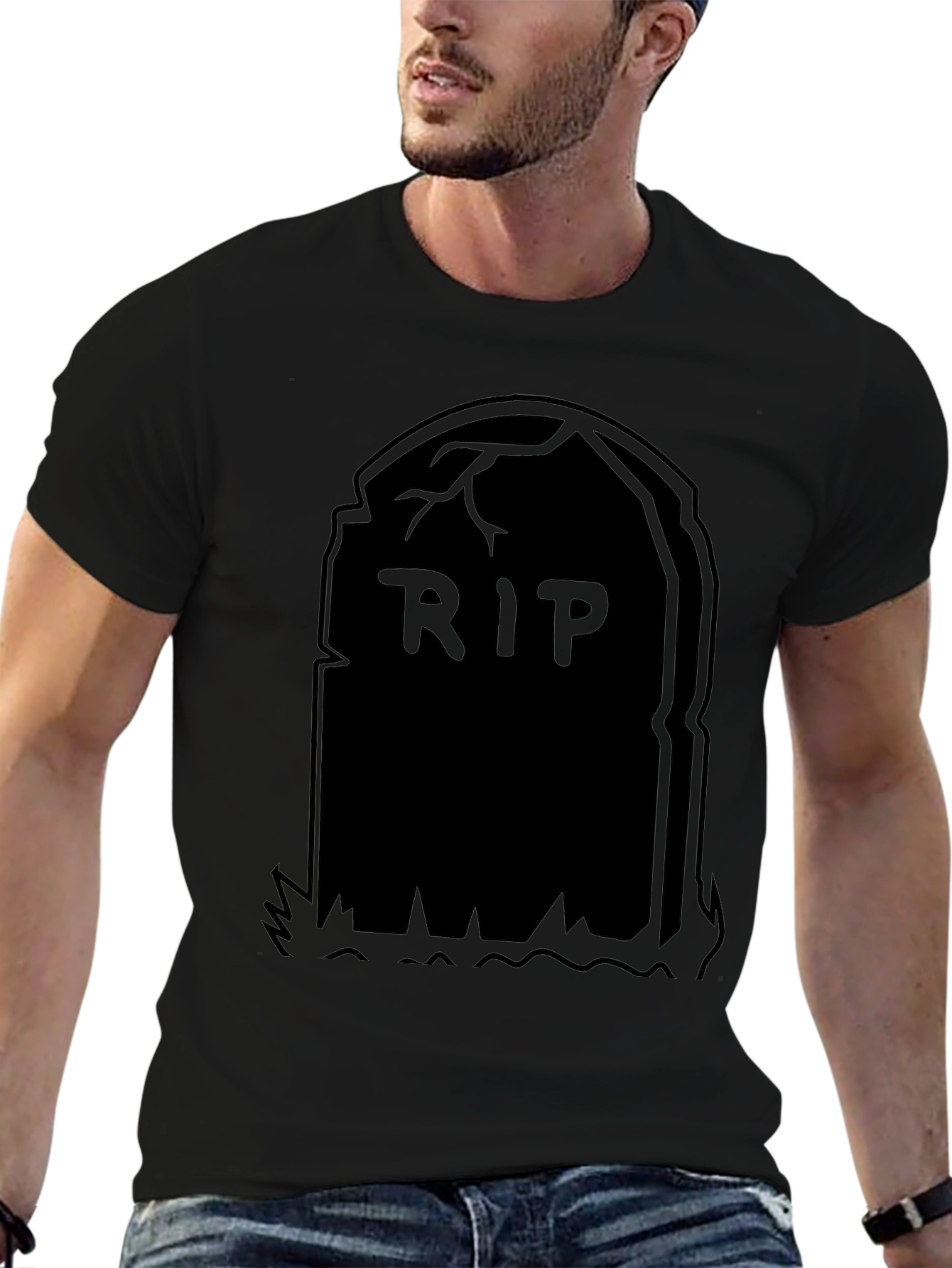 RIP Tombstone Graphic Tee - Black Halloween Shirt