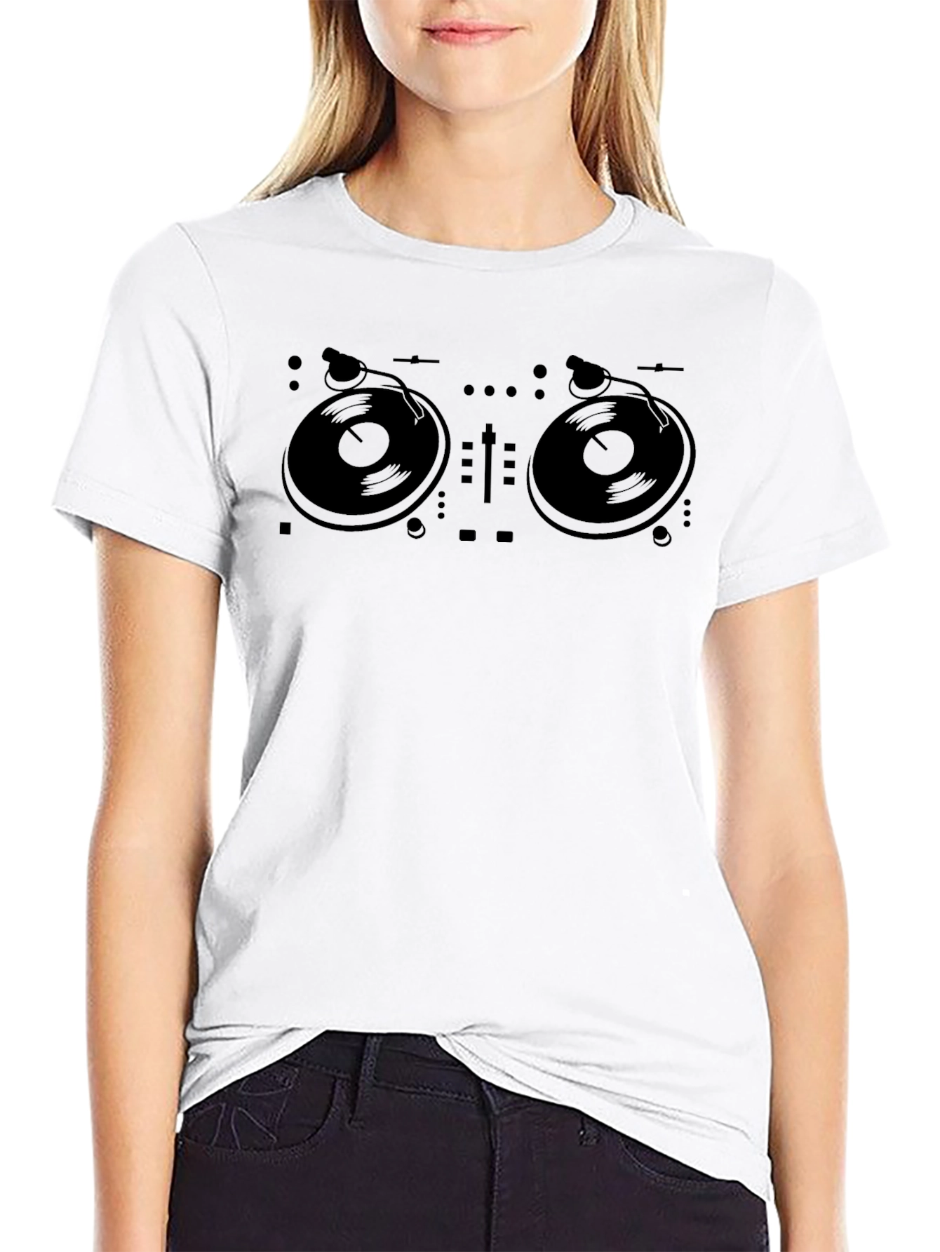 DJ Turntable Graphic Tee - Black