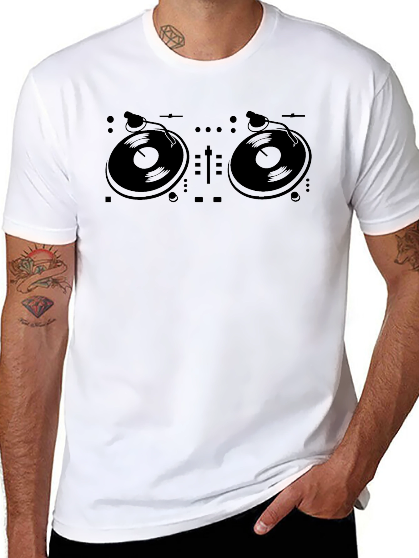 DJ Turntable Graphic Tee - Black
