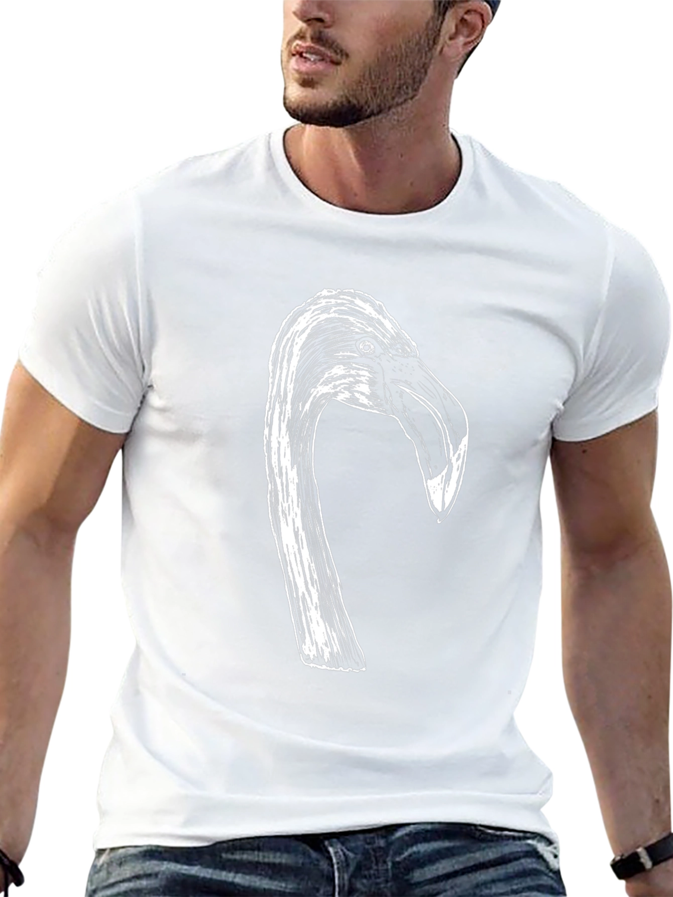 Flamingo Head Graphic Black T-Shirt