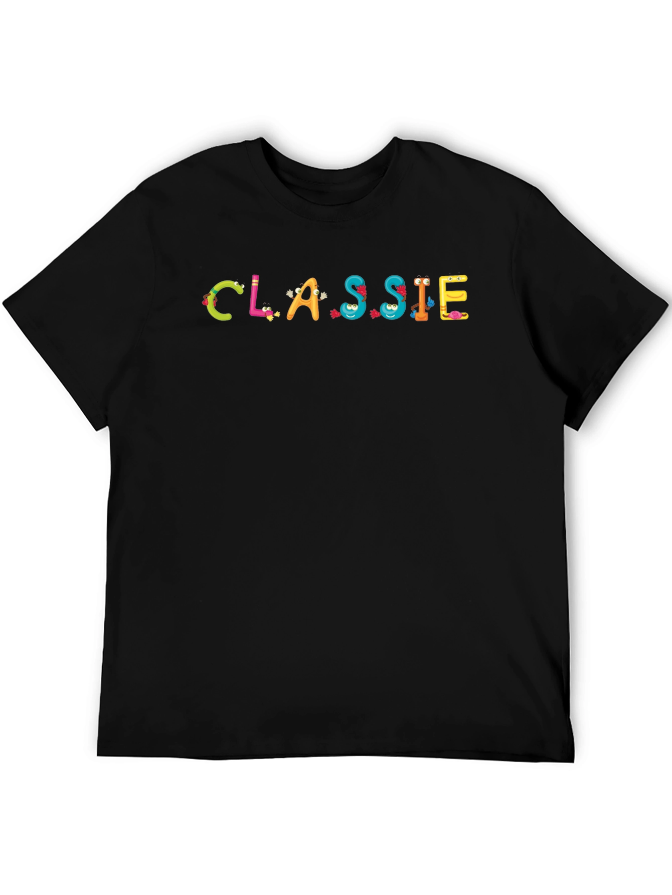 Fun CLASSIE Cartoon Graphic Black T-Shirt