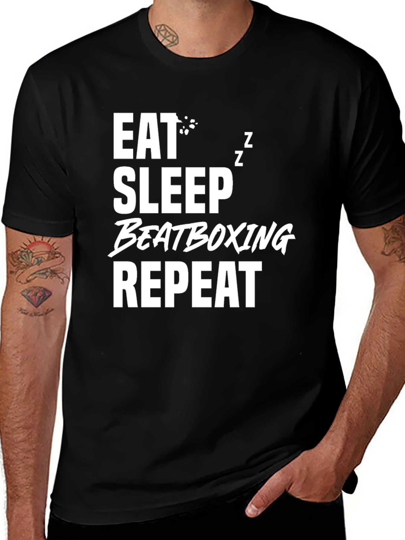 Eat Sleep Beatboxing Repeat Black T-Shirt