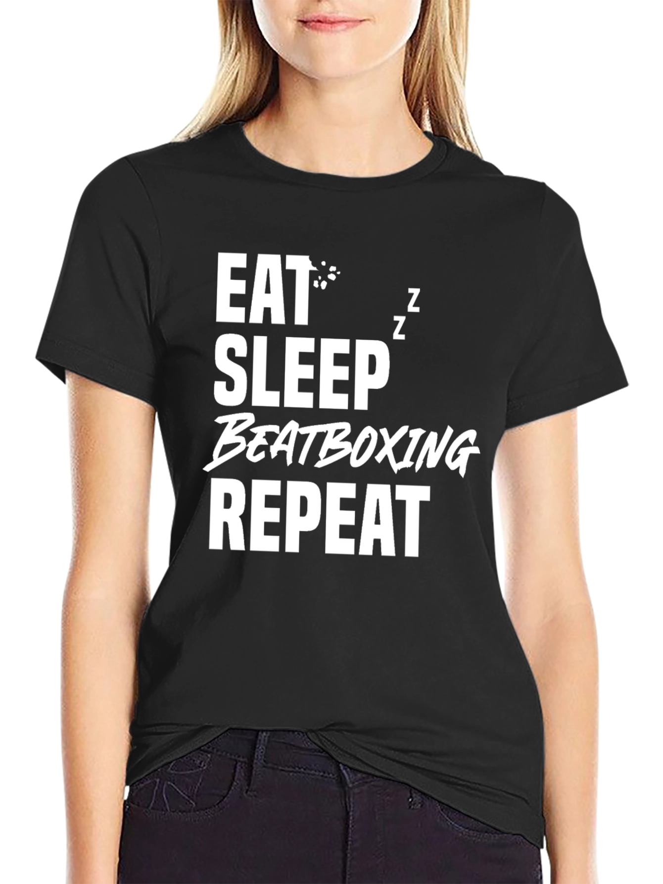 Eat Sleep Beatboxing Repeat Black T-Shirt