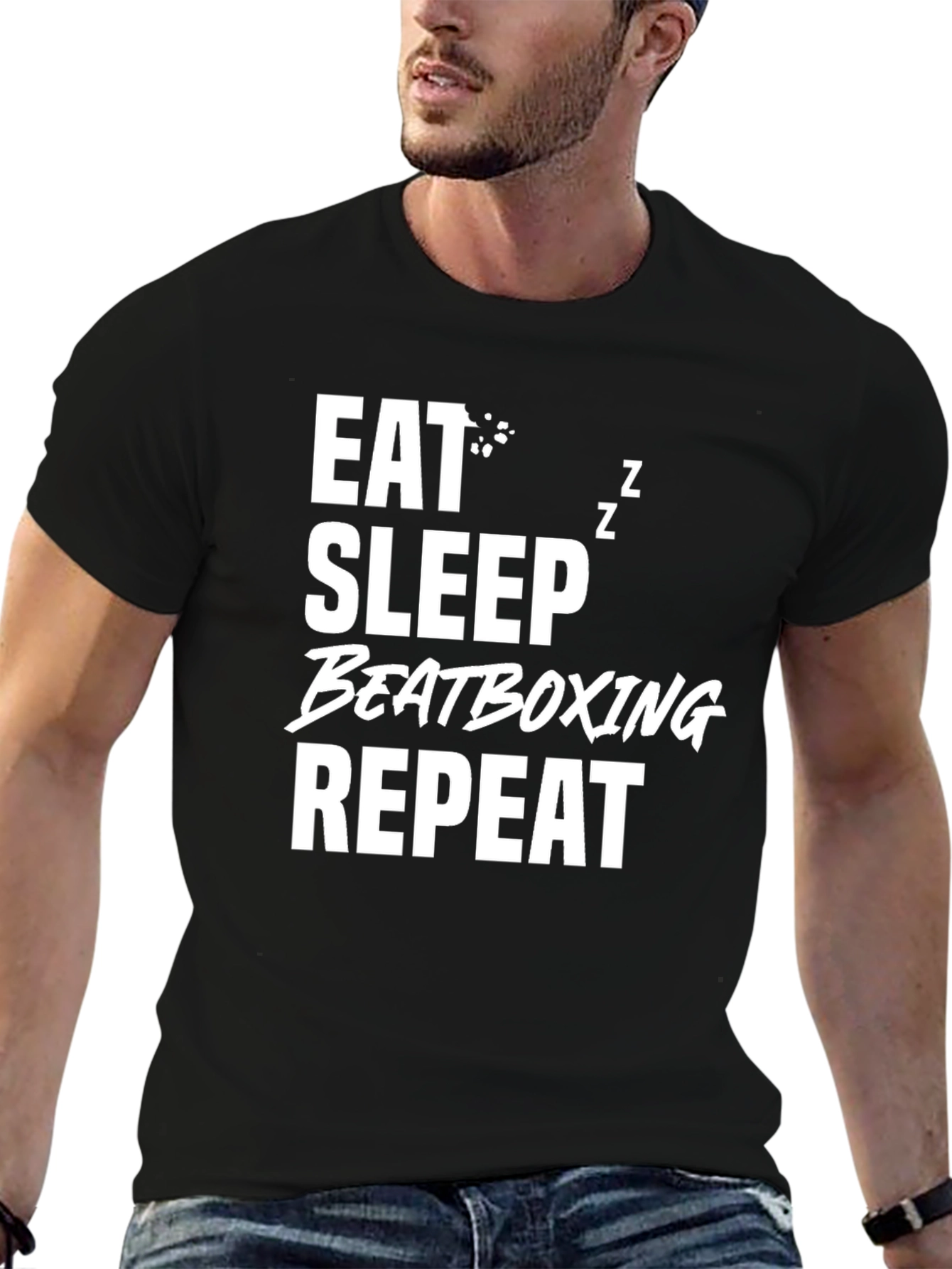 Eat Sleep Beatboxing Repeat Black T-Shirt
