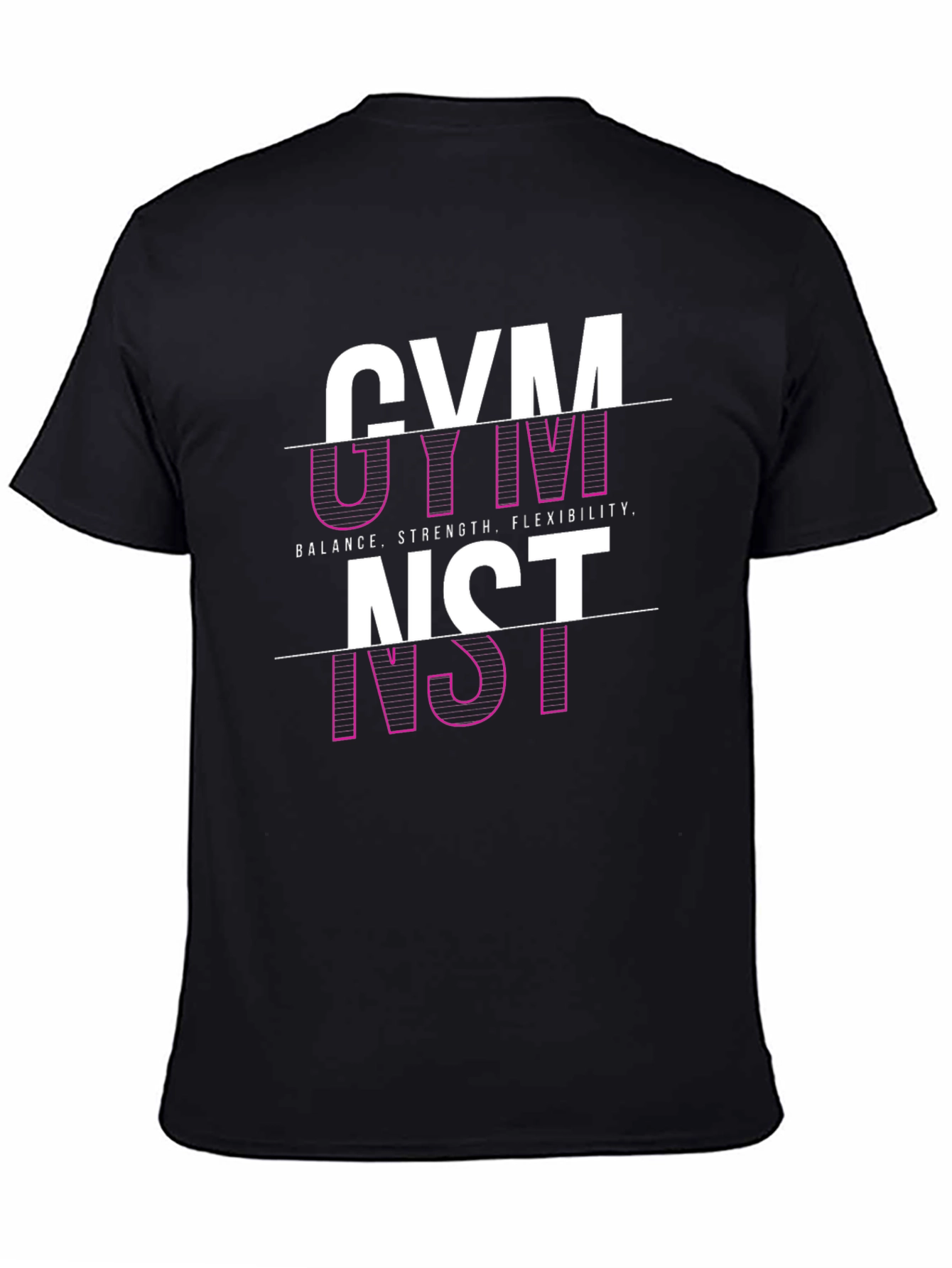 Gymnast Graphic Tee - Black Cotton Blend T-Shirt
