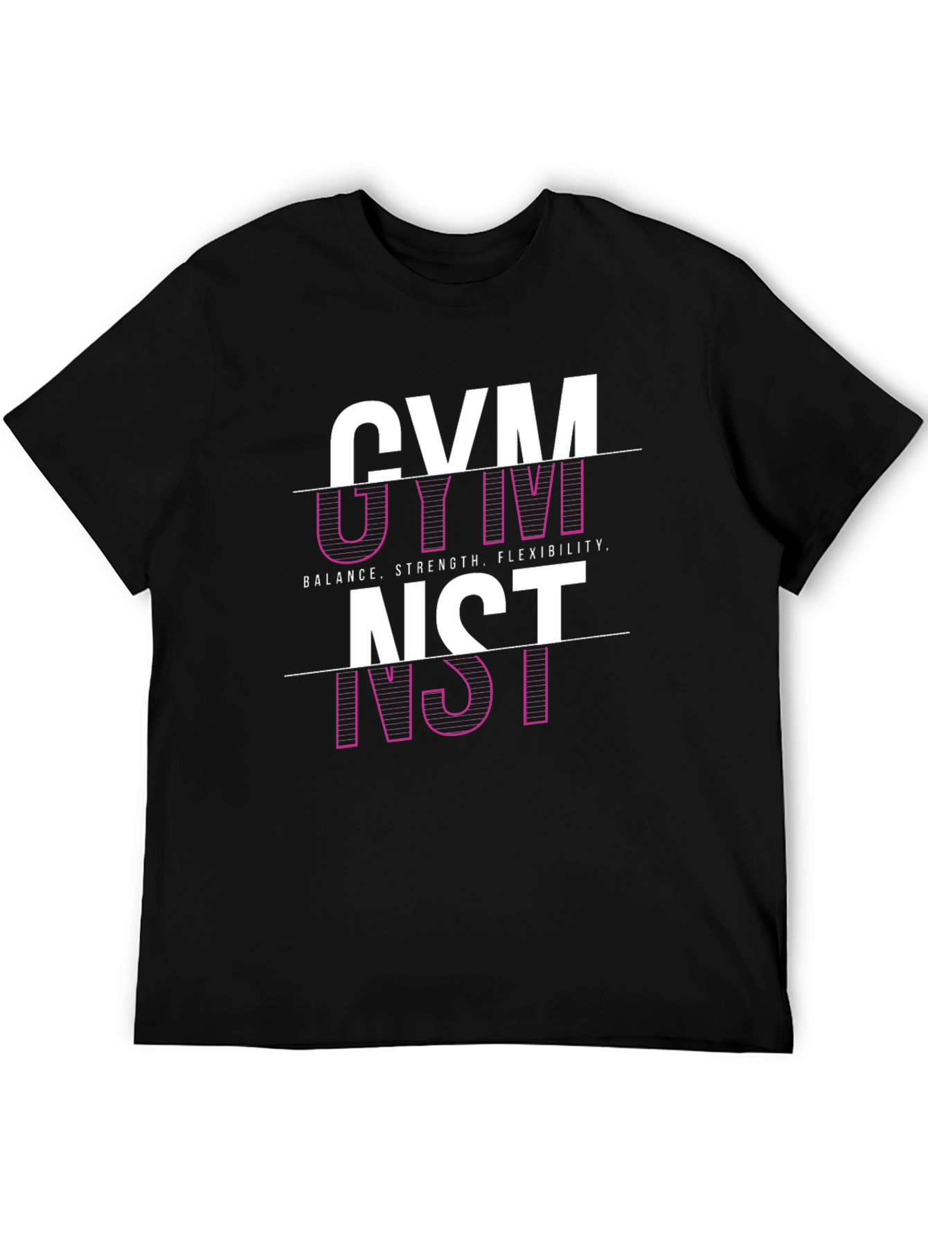 Gymnast Graphic Tee - Black Cotton Blend T-Shirt